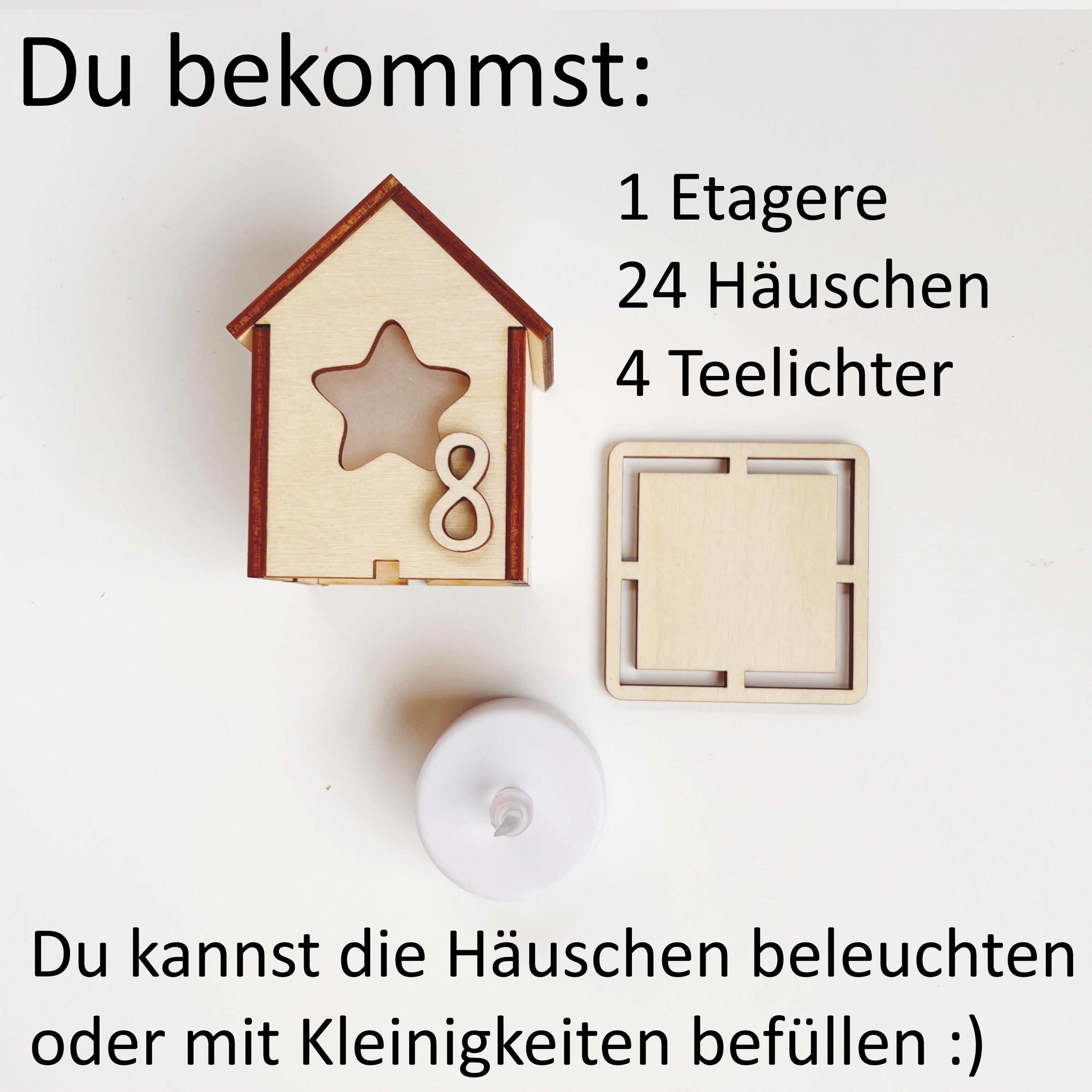 Adventskalender Häuschen, Adventskalender aus Holz, Weihnachtsgeschenk