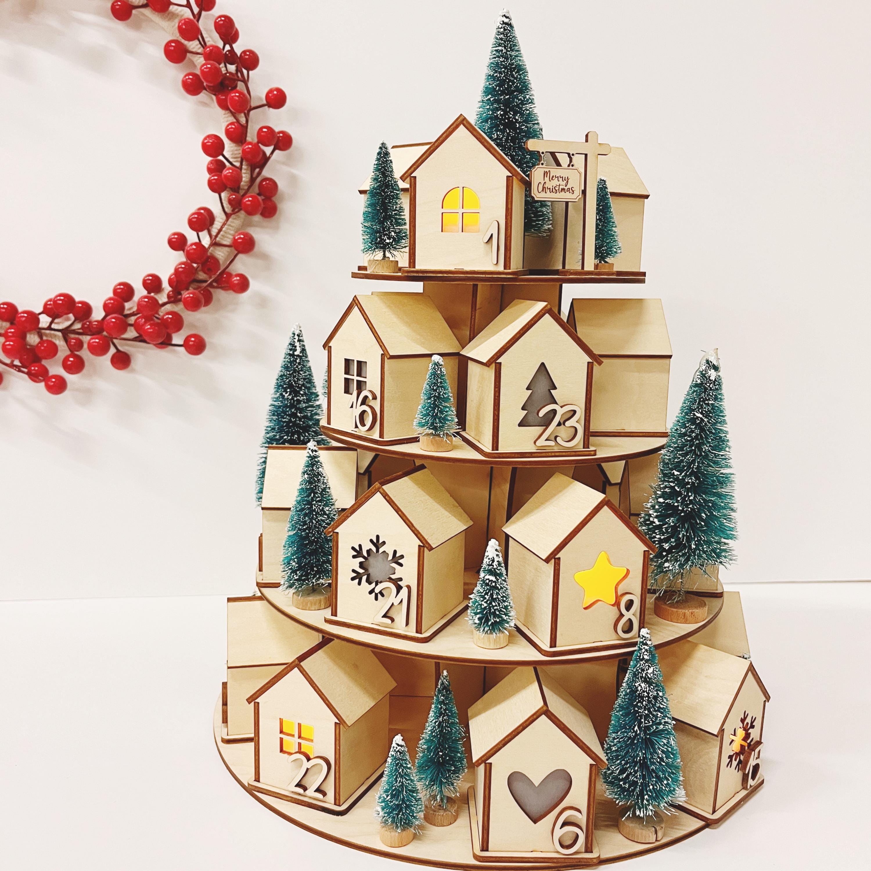 Adventskalender Häuschen, Adventskalender aus Holz, Weihnachtsgeschenk