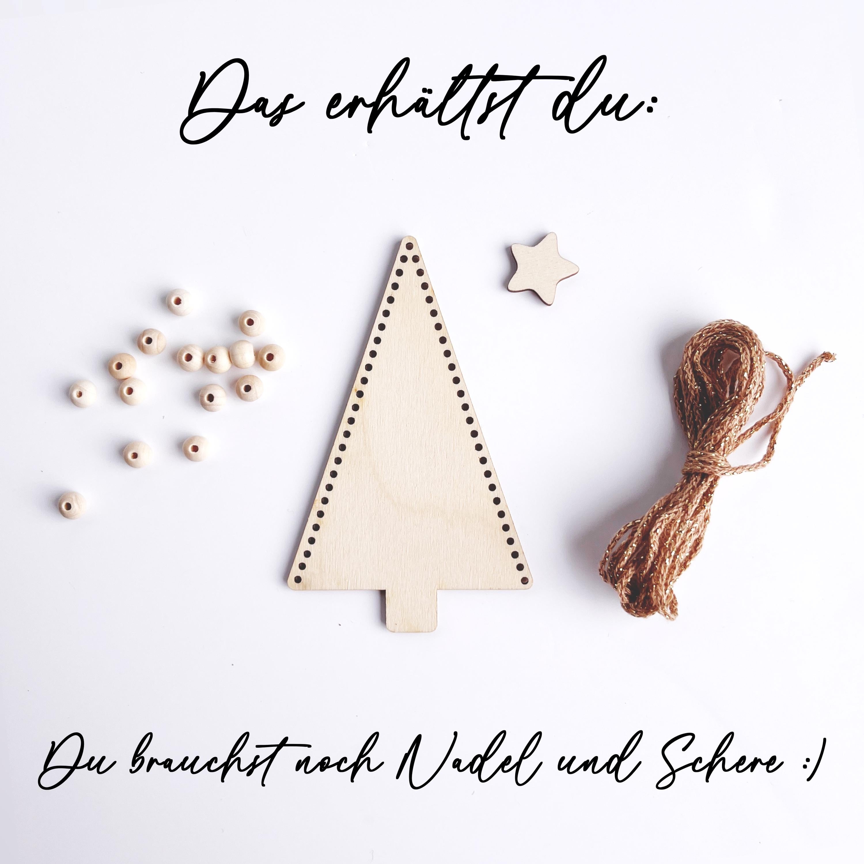 Bastelset Weihnachtsbaum, Basteln für Kinder und Erwachsene, Tannenbaum Sticken, Tannenbaum mit Perlen, Christbaumanhänger mit Perlen