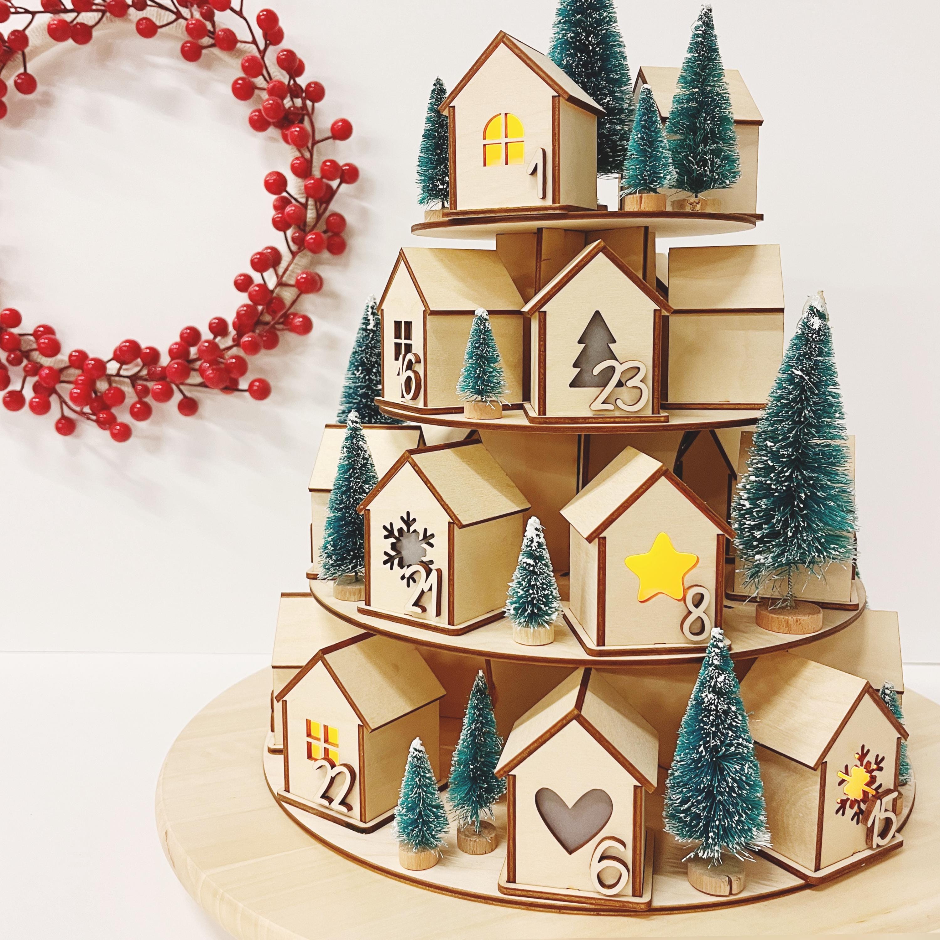 Adventskalender Häuschen, Adventskalender aus Holz, Weihnachtsgeschenk