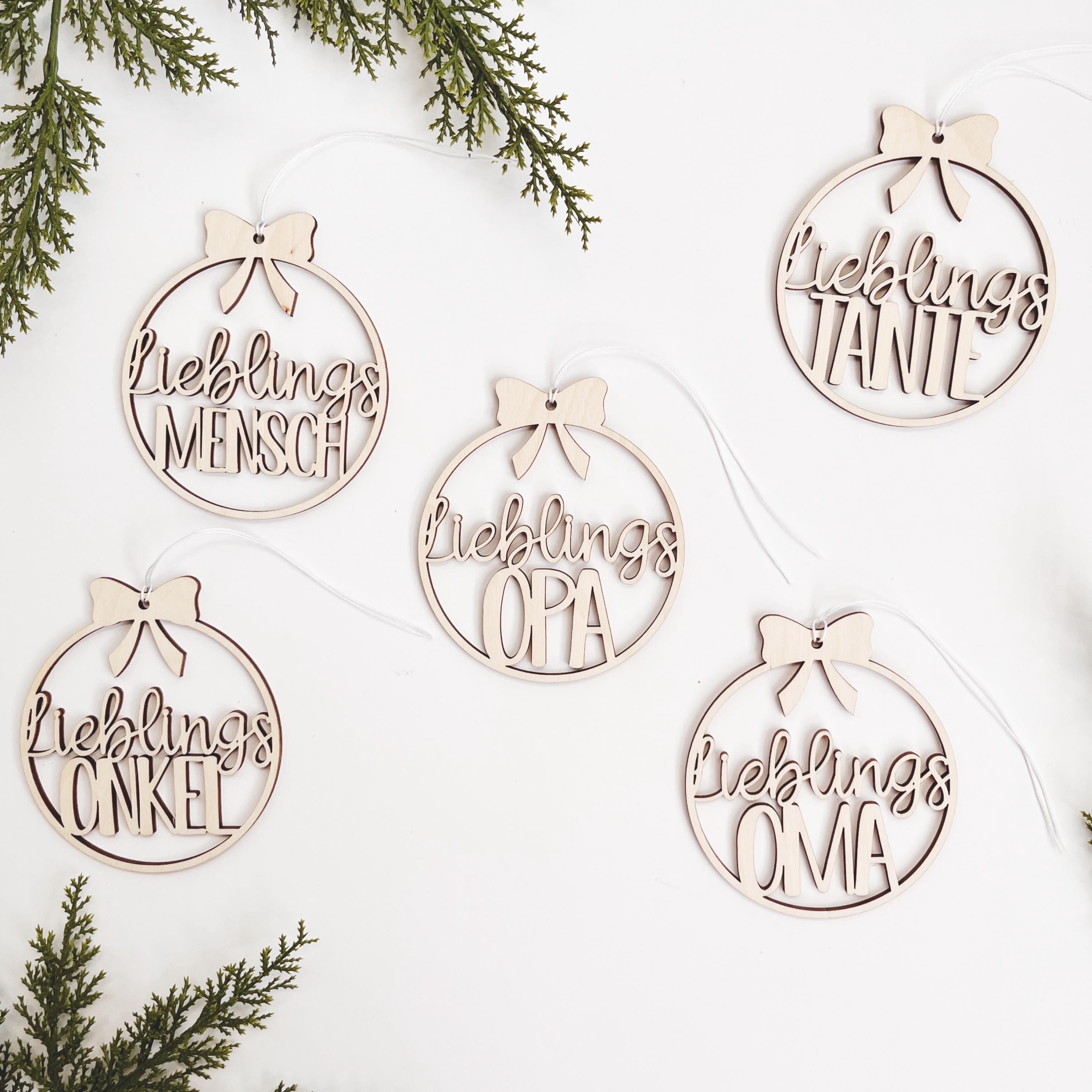 Lieblingsmensch Christbaumkugel aus Holz, Lieblingsmensch Geschenkanhänger, Weihnachtsdekoration, Christbaumschmuck, Weihnachtsbaumschmuck