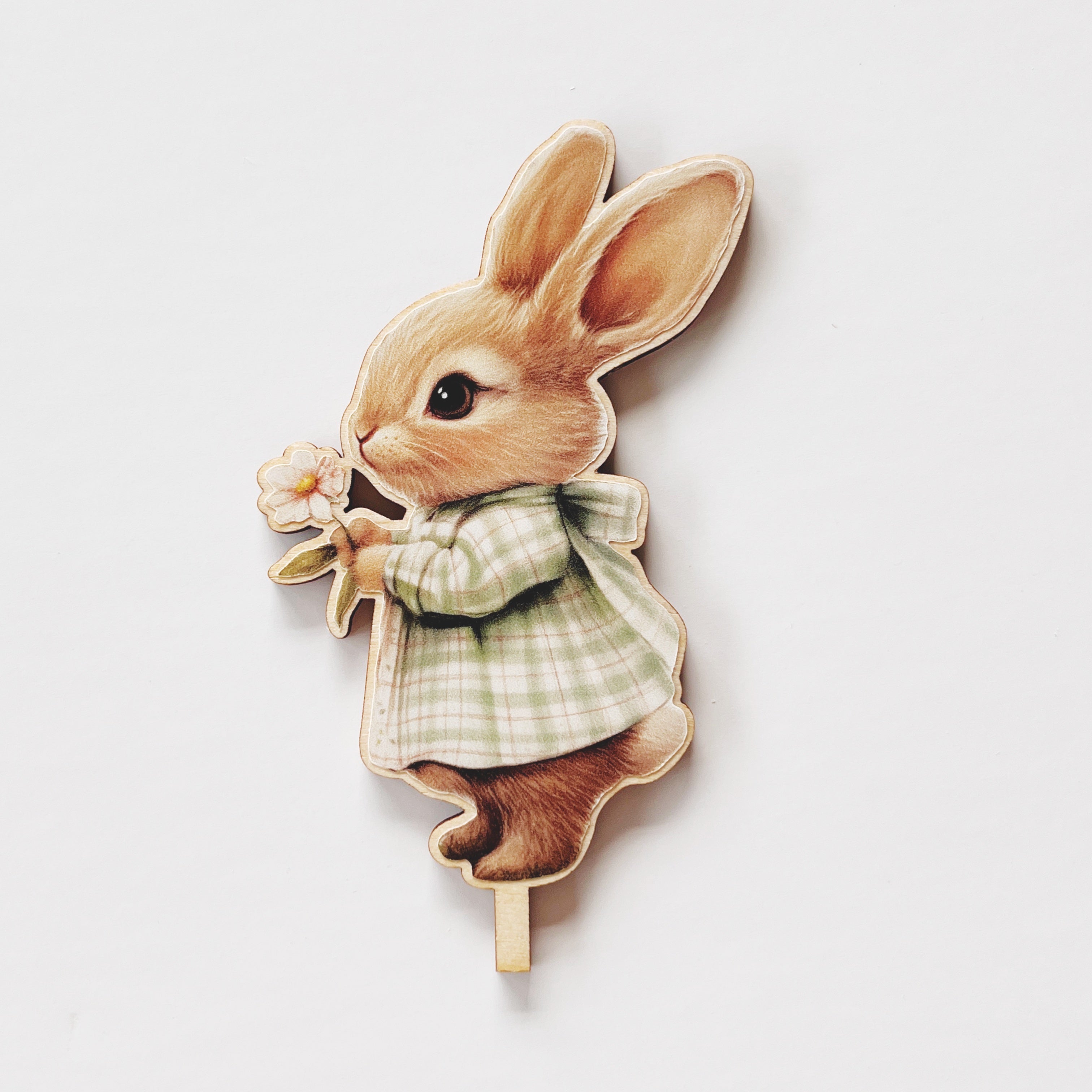 Motivstecker Hase mit einer Blume in der Hand