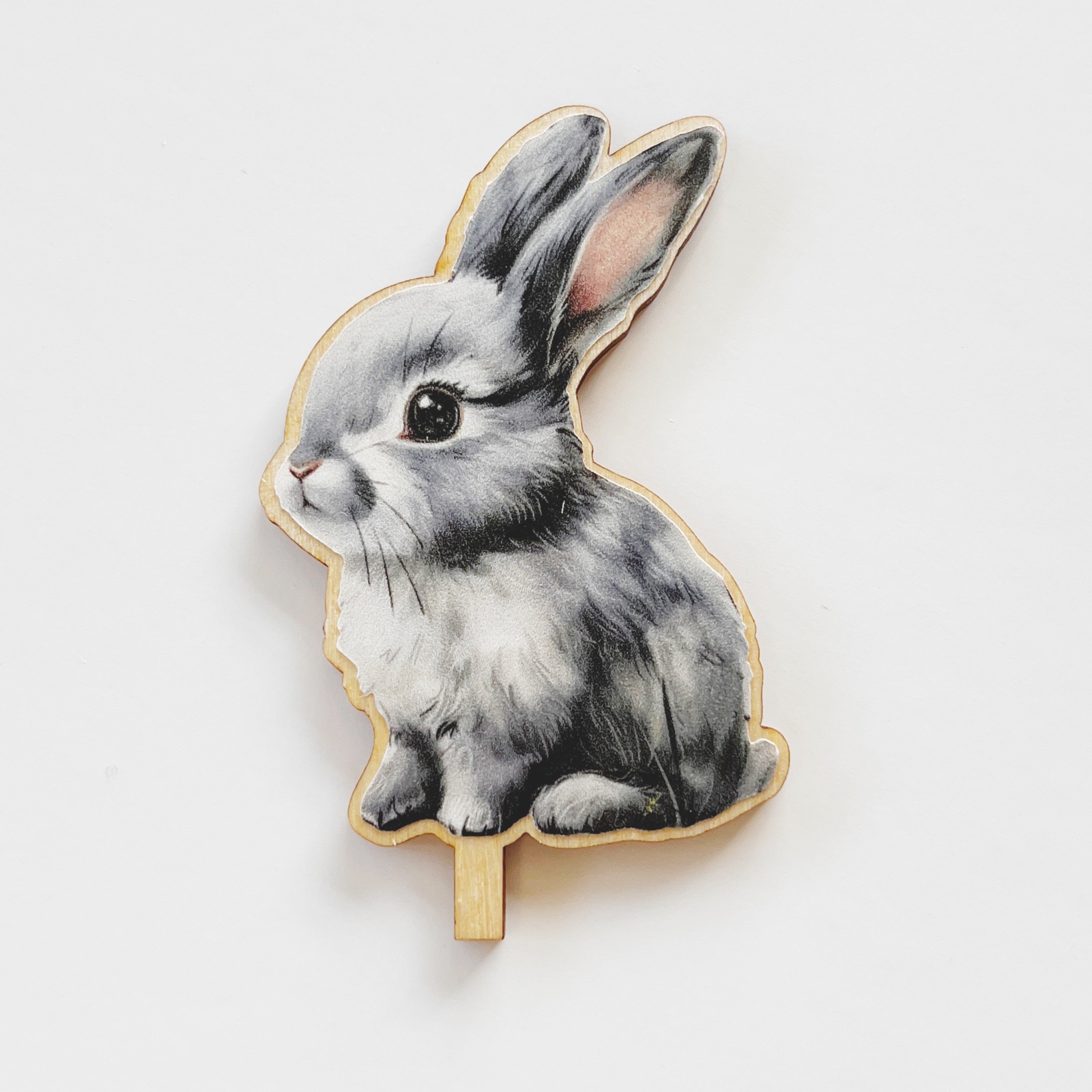 Motivstecker Hase sitzend, blau-grau