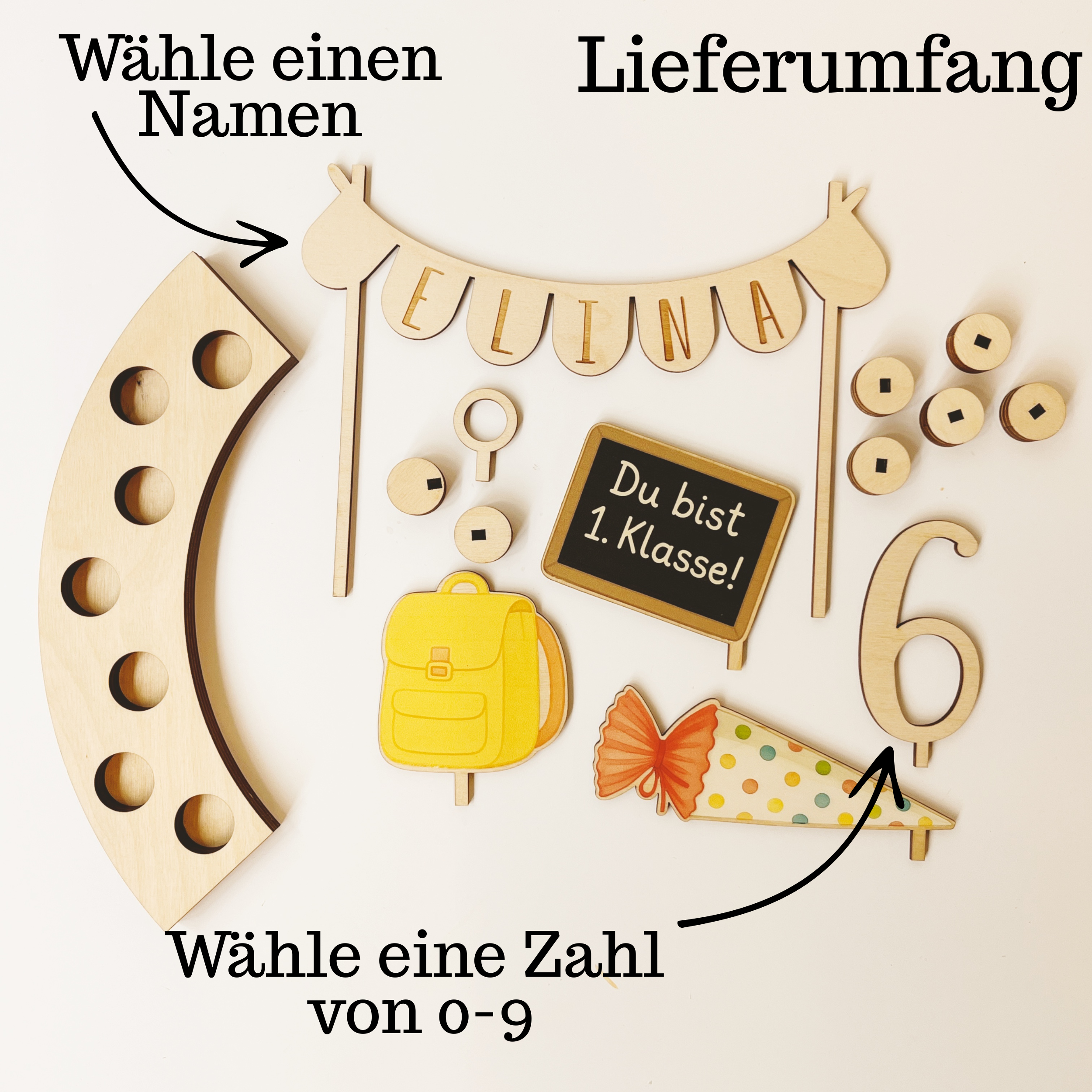 Personalisiertes Geldgeschenk zur Einschulung | Geschenk 1. Klasse mit Name & Zahl | Deko Schulstart Mädchen Junge
