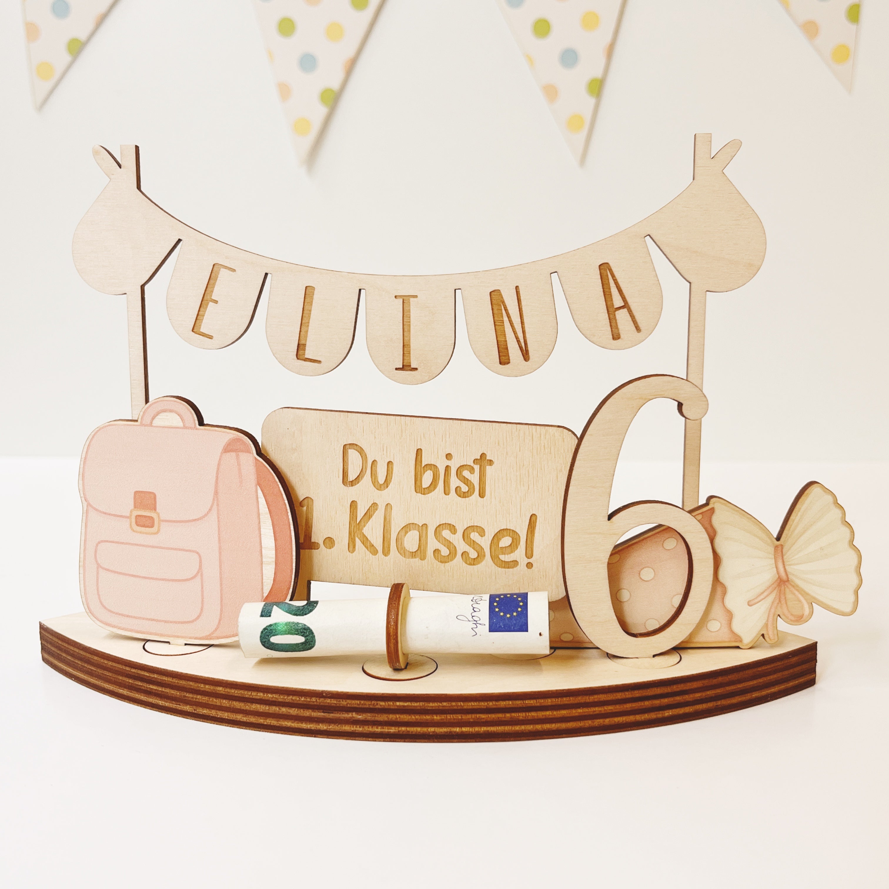 Personalisiertes Geldgeschenk zur Einschulung | Geschenk 1. Klasse mit Name & Zahl | Deko Schulstart Mädchen Junge (Kopie)