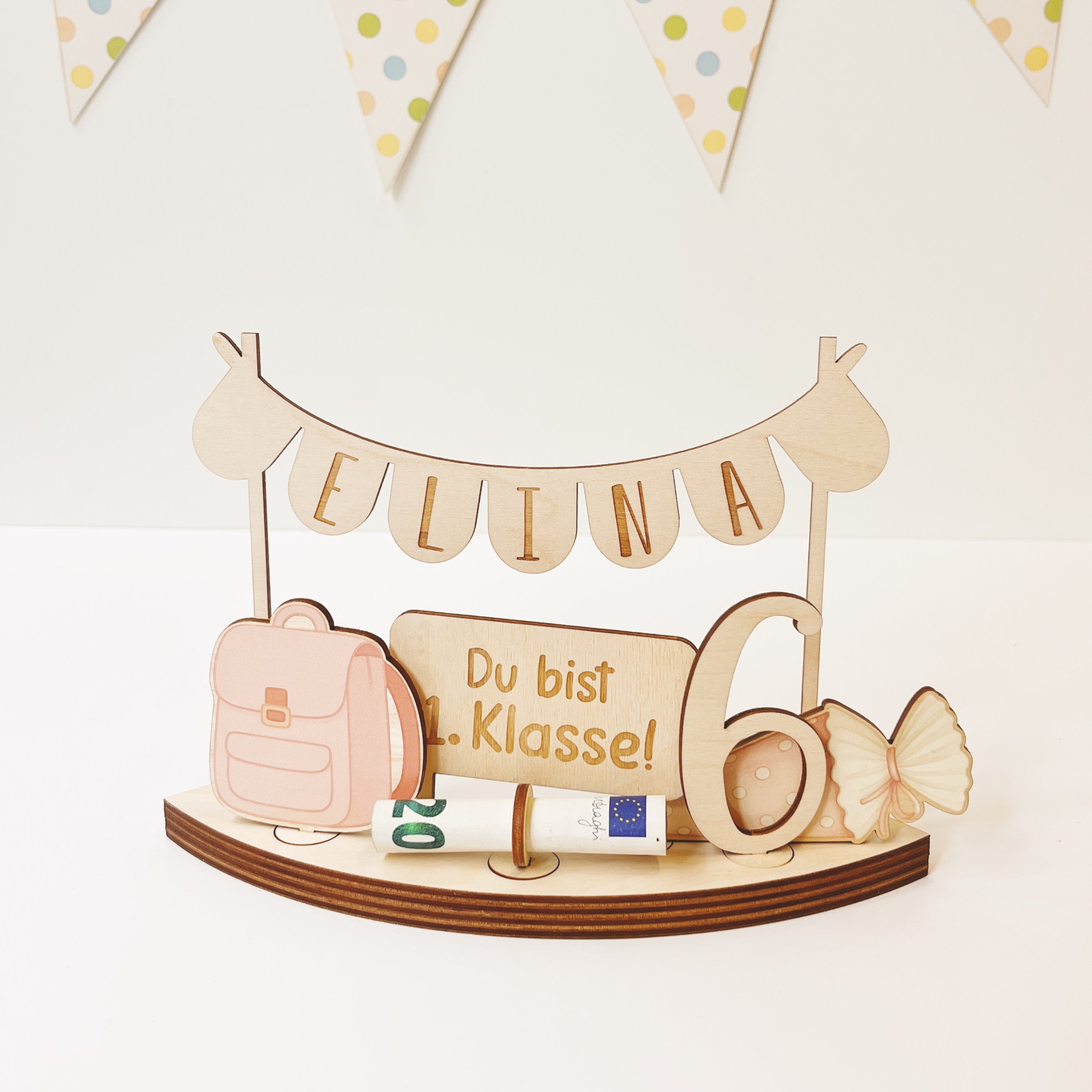 Personalisiertes Geldgeschenk zur Einschulung | Geschenk 1. Klasse mit Name & Zahl | Deko Schulstart Mädchen Junge (Kopie)