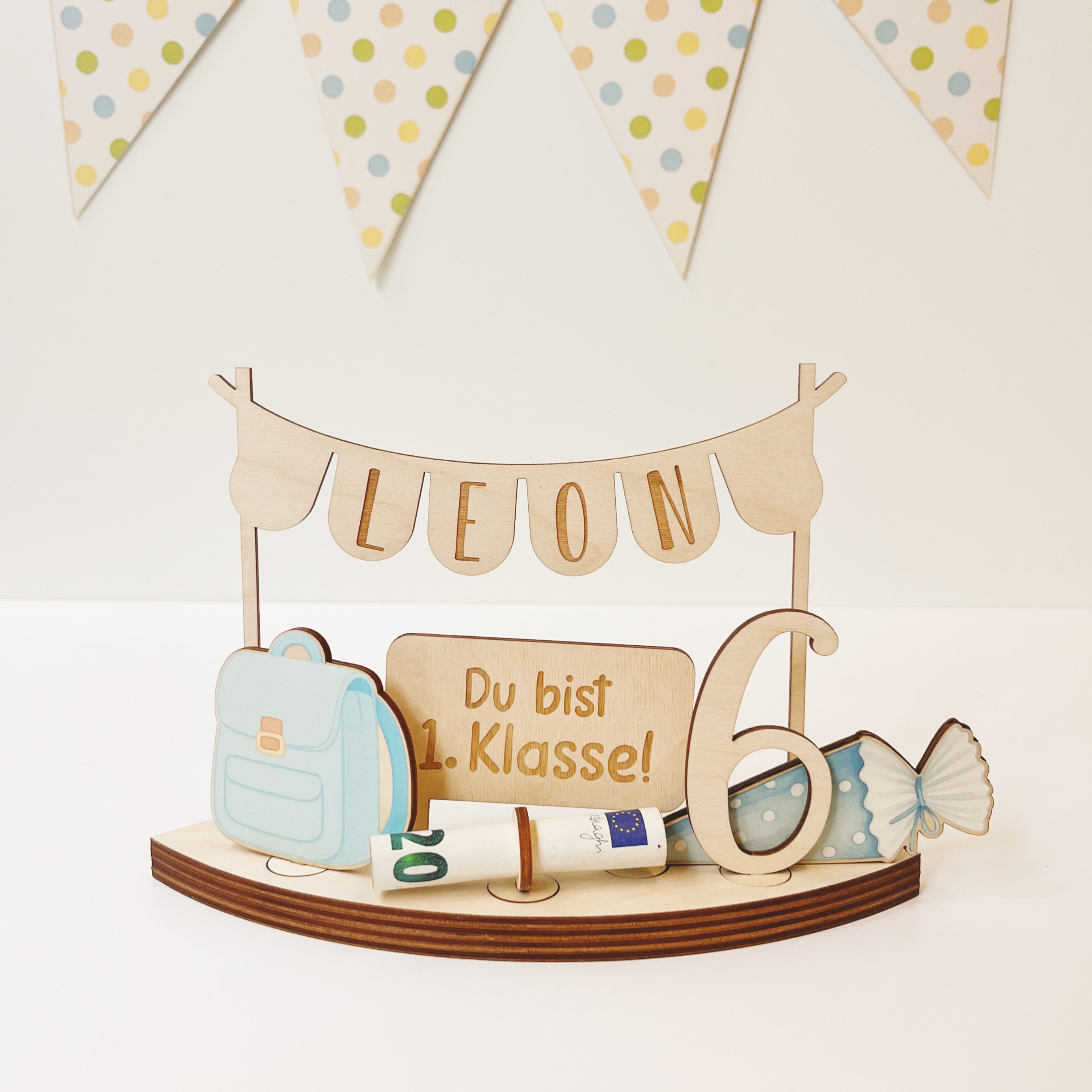 Personalisiertes Geldgeschenk zur Einschulung | Geschenk 1. Klasse mit Name & Zahl | Deko Schulstart Mädchen Junge (Kopie)