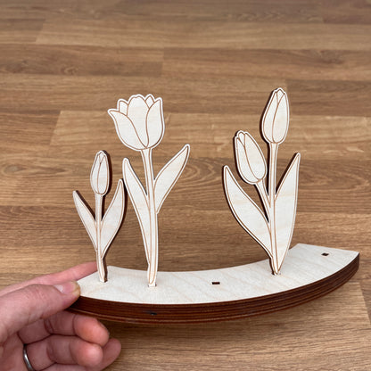 Tulpen Motivstecker aus Holz 3er Set