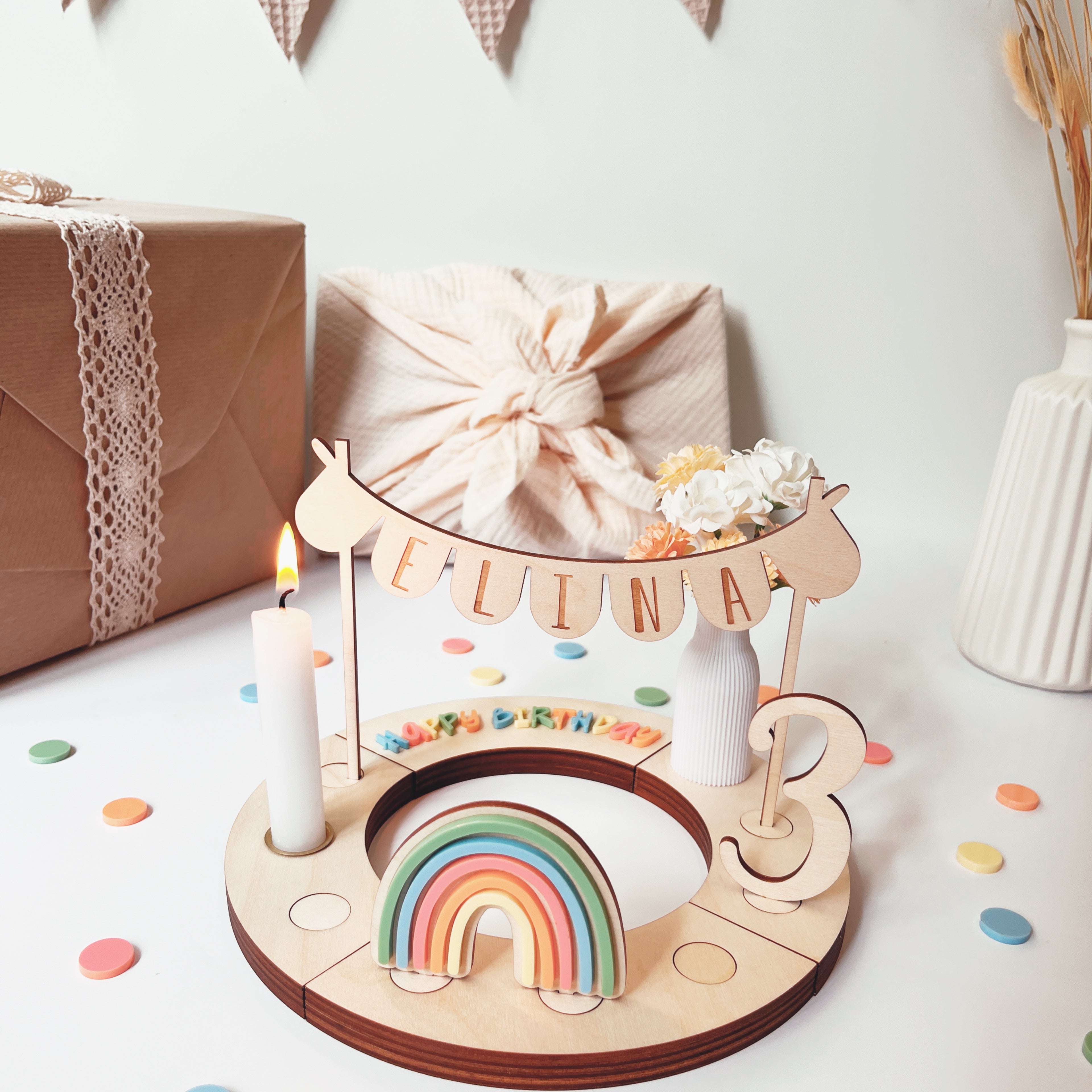 Personalisierter Geburtstagkranz bunt