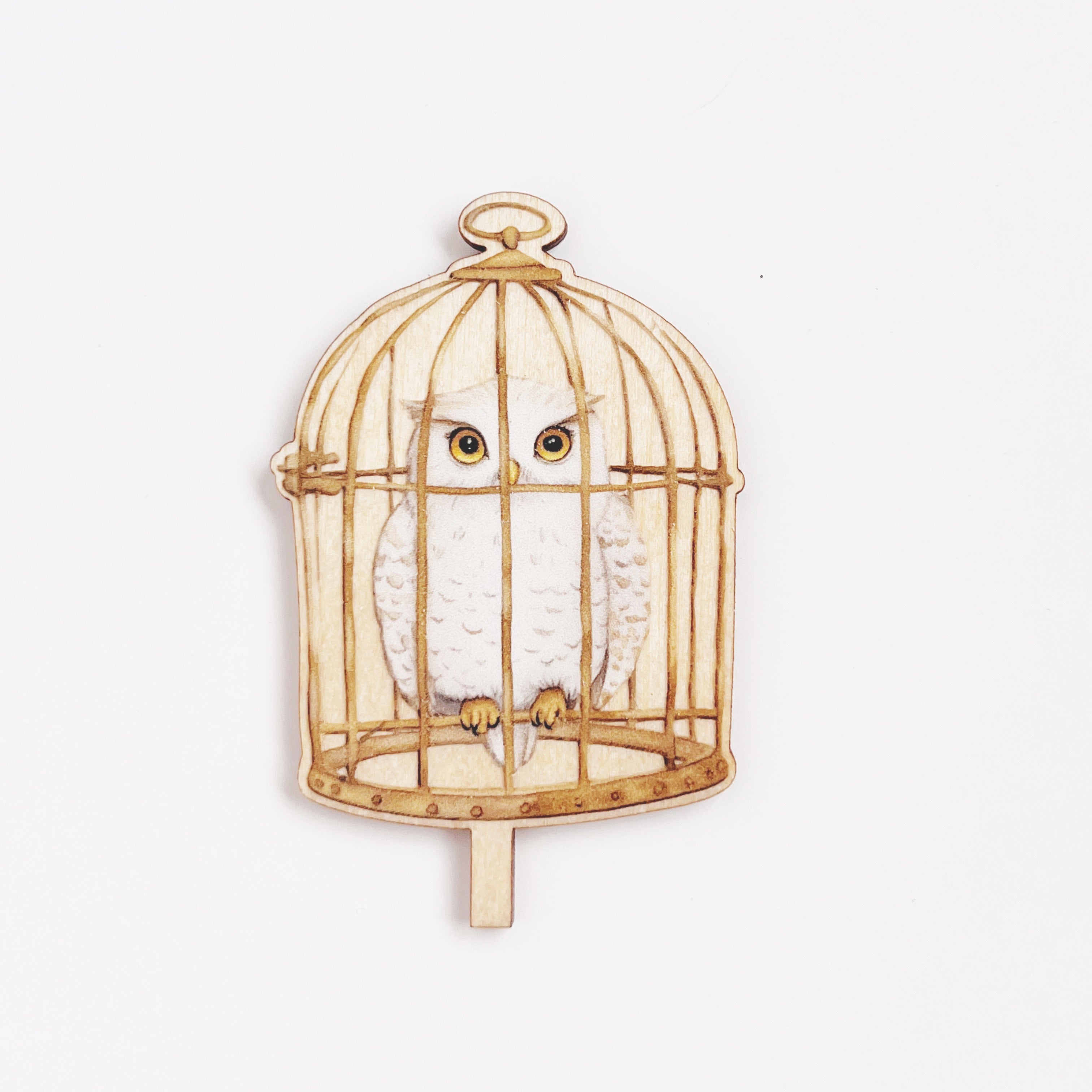 Motivstecker Eule im Käfig farbig