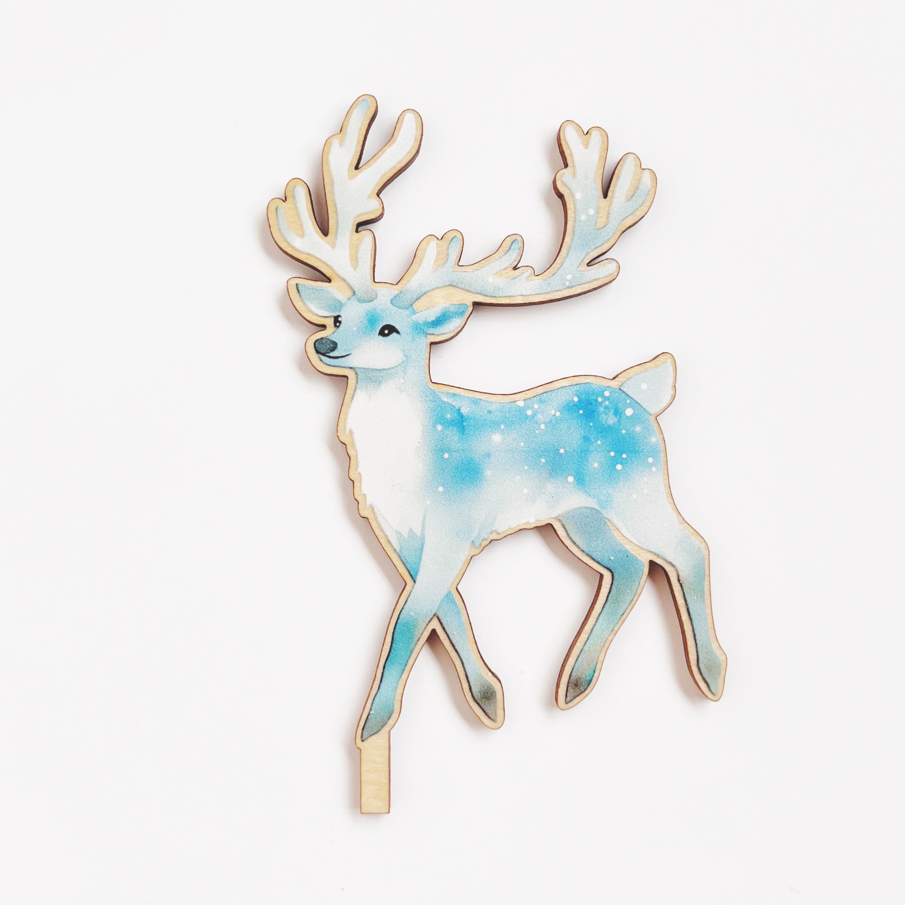 Motivstecker weißer Hirsch Schutztier farbig