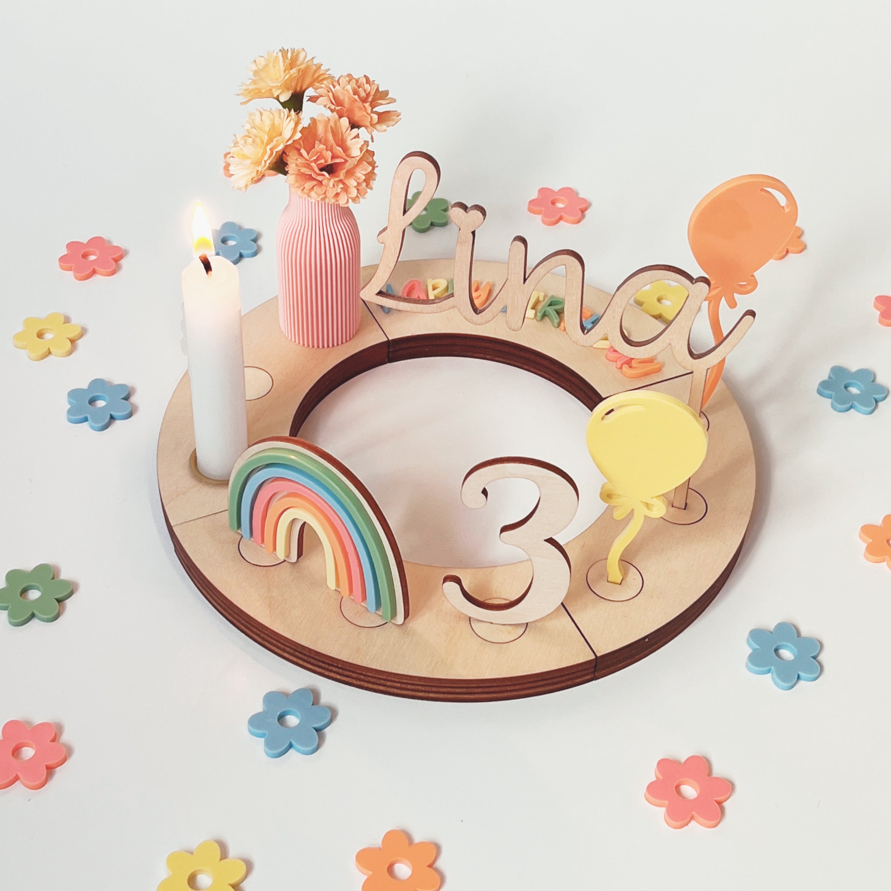 Bunte Blumen Streudeko aus Acryl – wiederverwendbar | Frühling Sommer Tischdeko Kindergeburtstag Hochzeit Geburtstagsteller