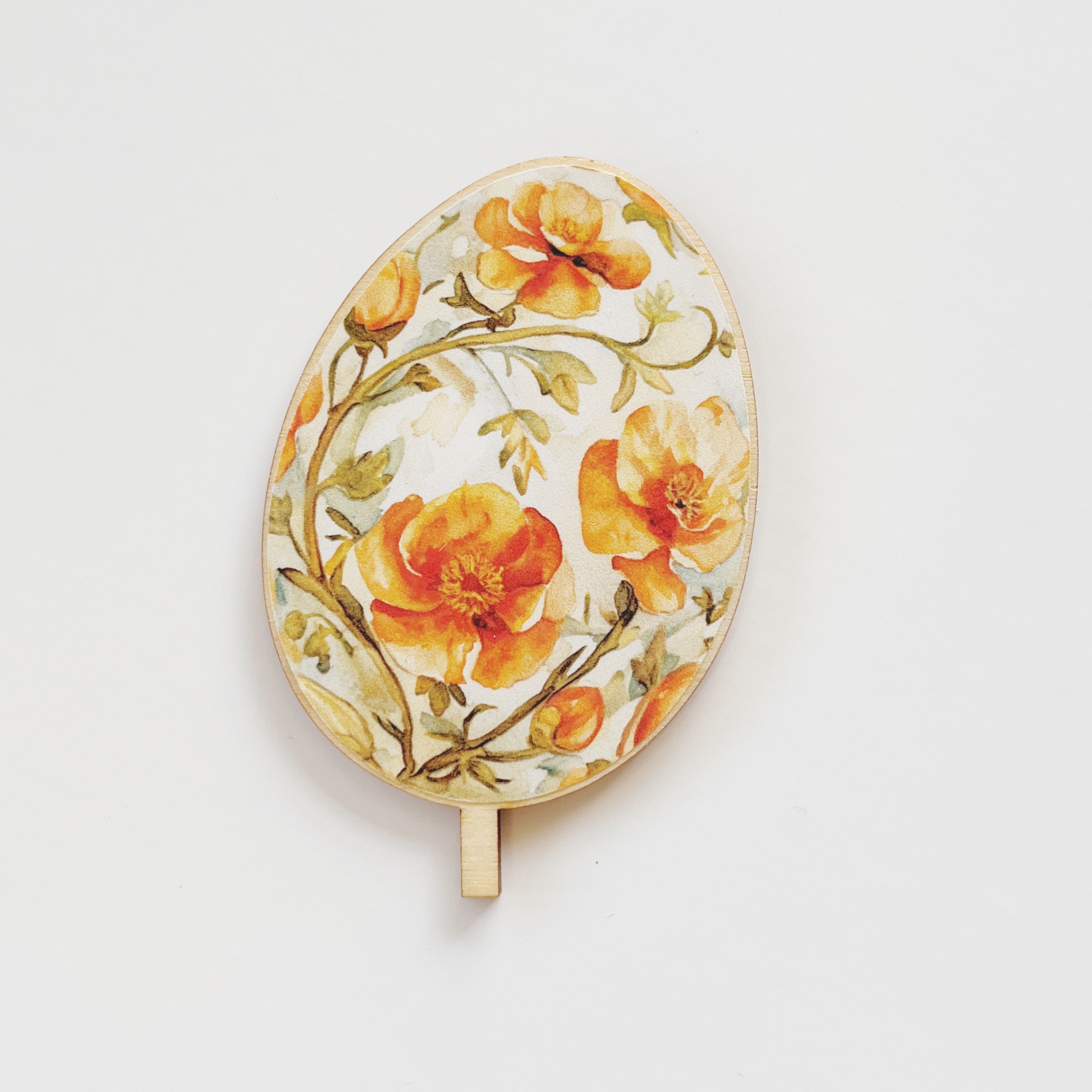 Motivstecker Ei orange mit floralem Muster