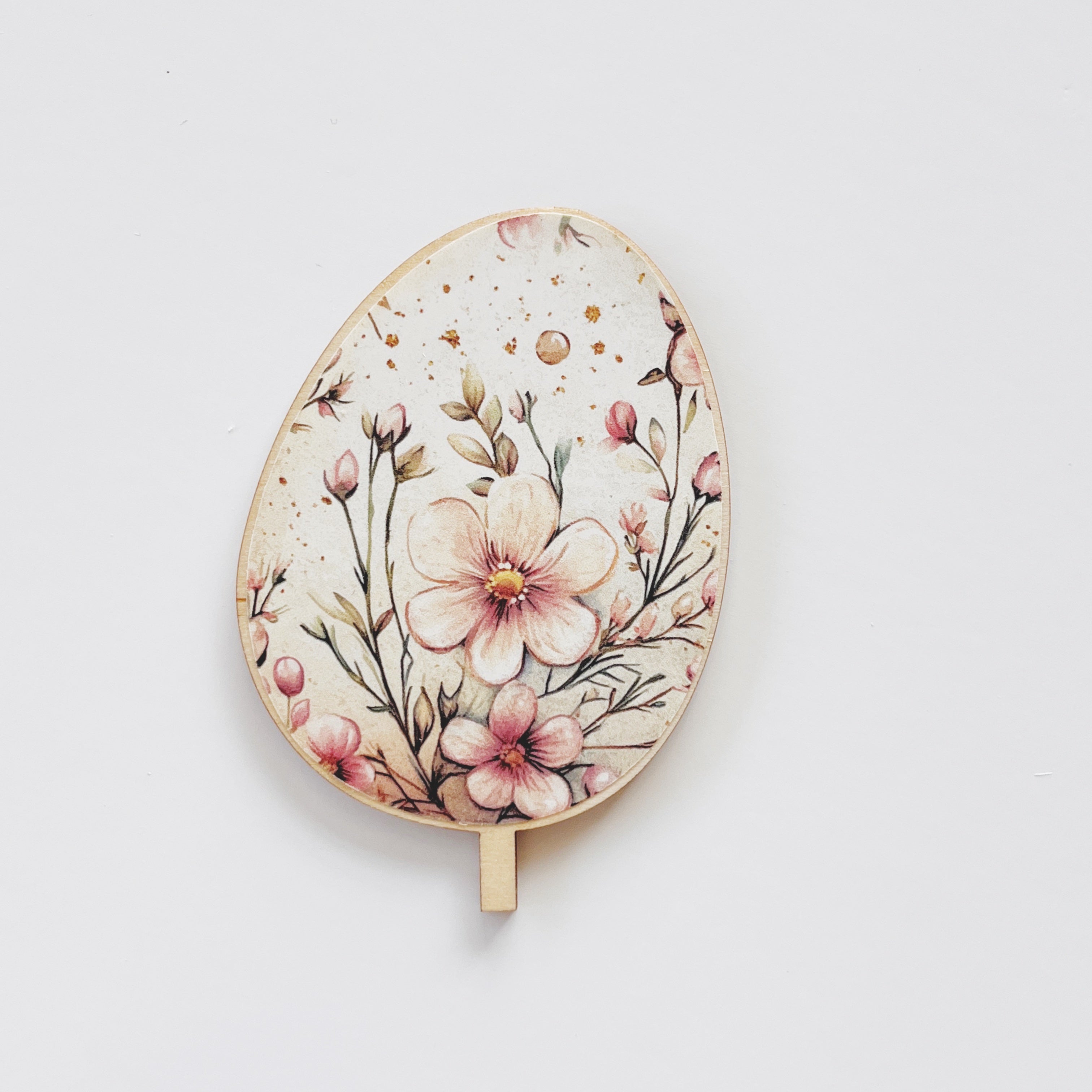 Motivstecker Ei rosa mit floralem Muster