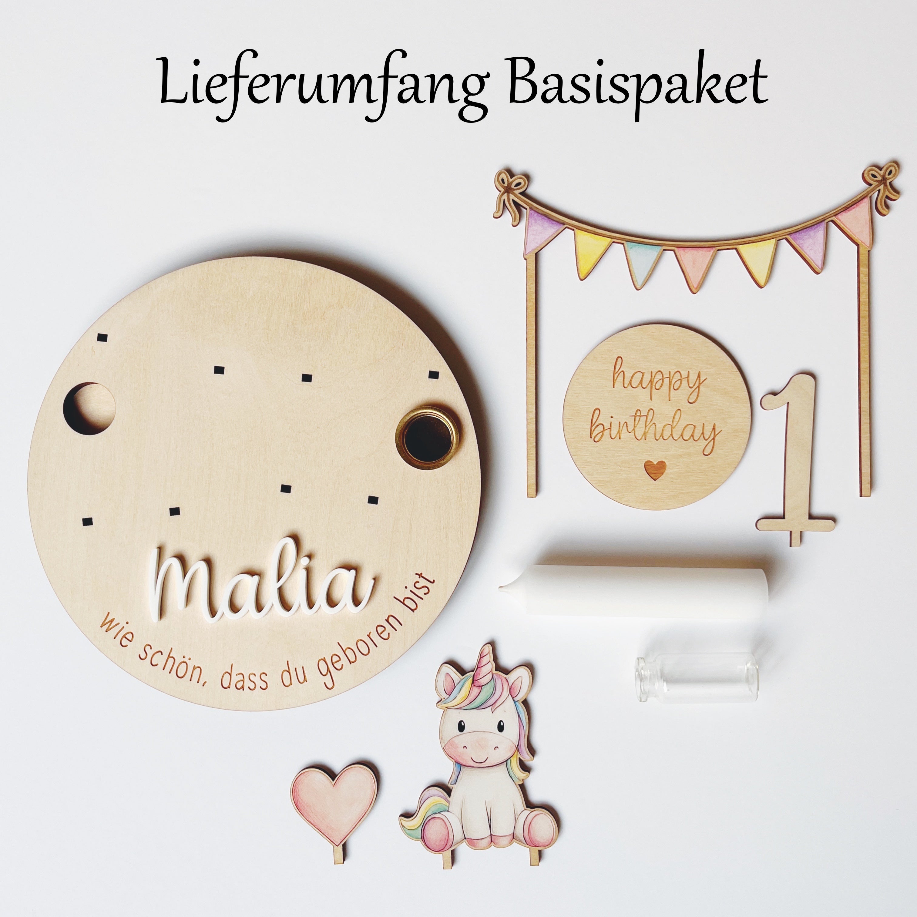 Personalisierter Geburtstagsteller mit Einhorn
