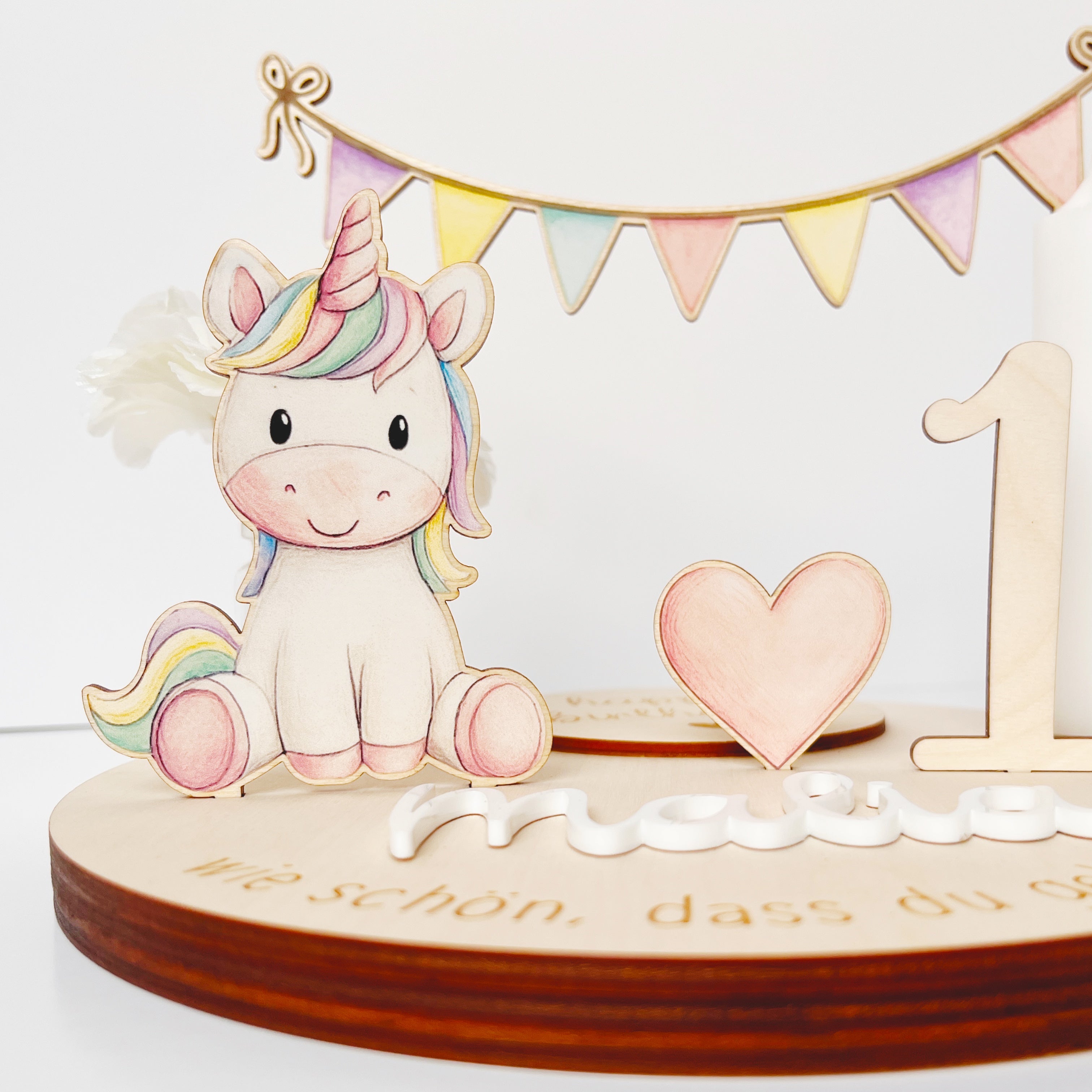 Personalisierter Geburtstagsteller mit Einhorn