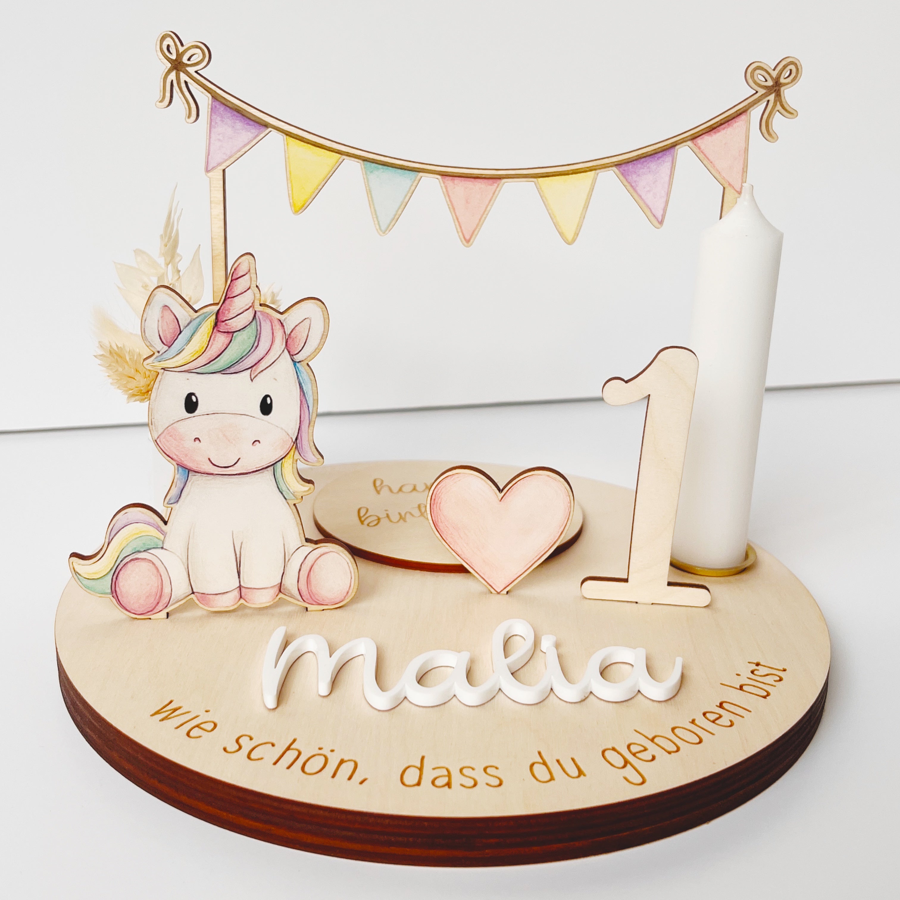 Personalisierter Geburtstagsteller mit Einhorn