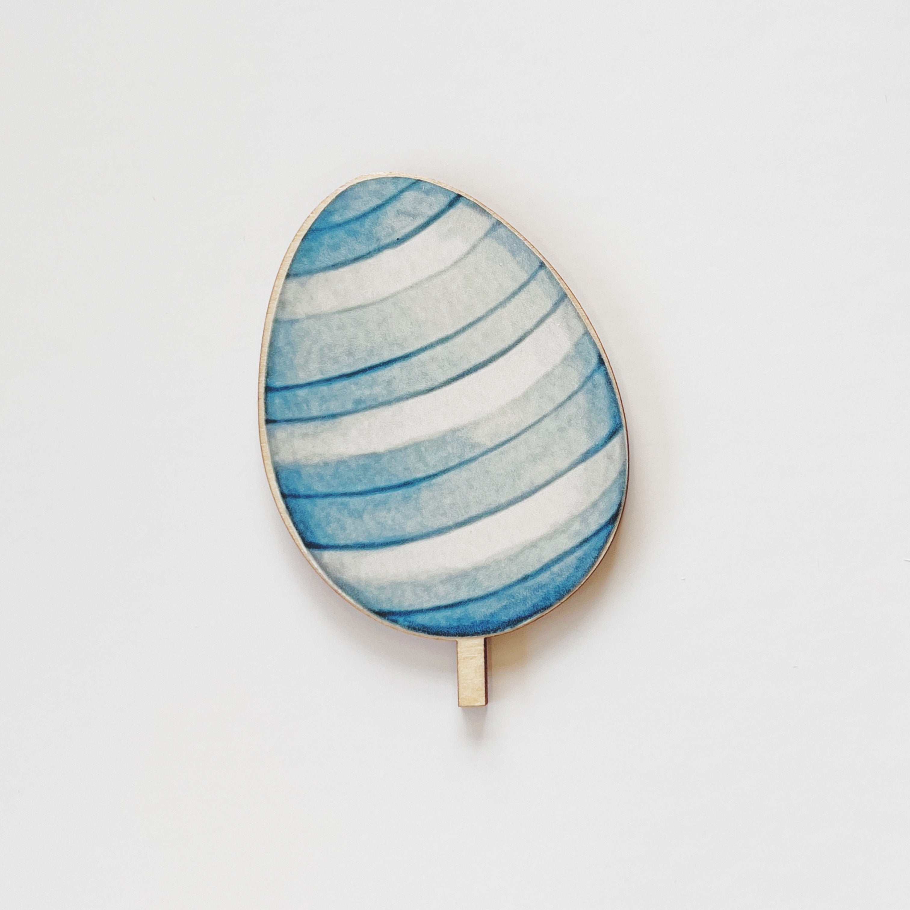 Motivstecker Ei blau mit Streifen