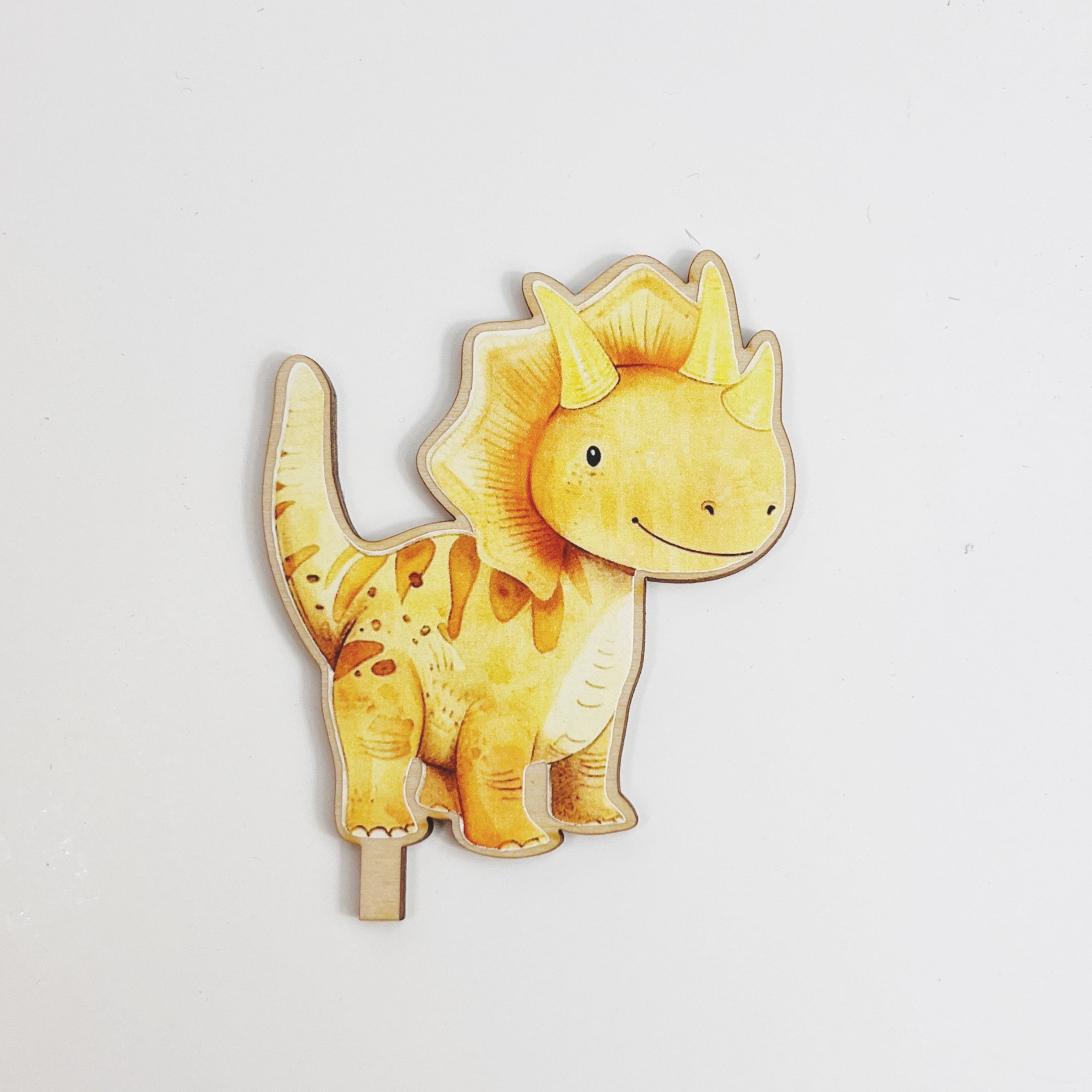 Motivstecker Triceratops gelb