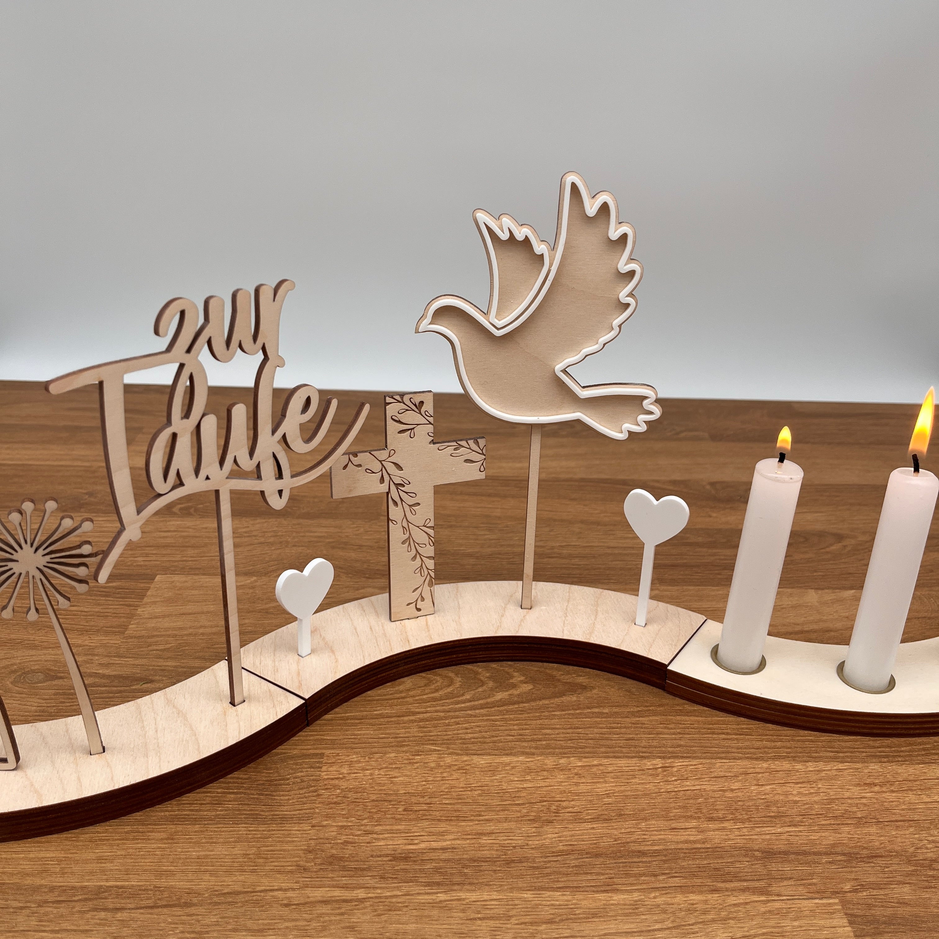 Motivstecker Taube mit Acryl Umriss in weiß