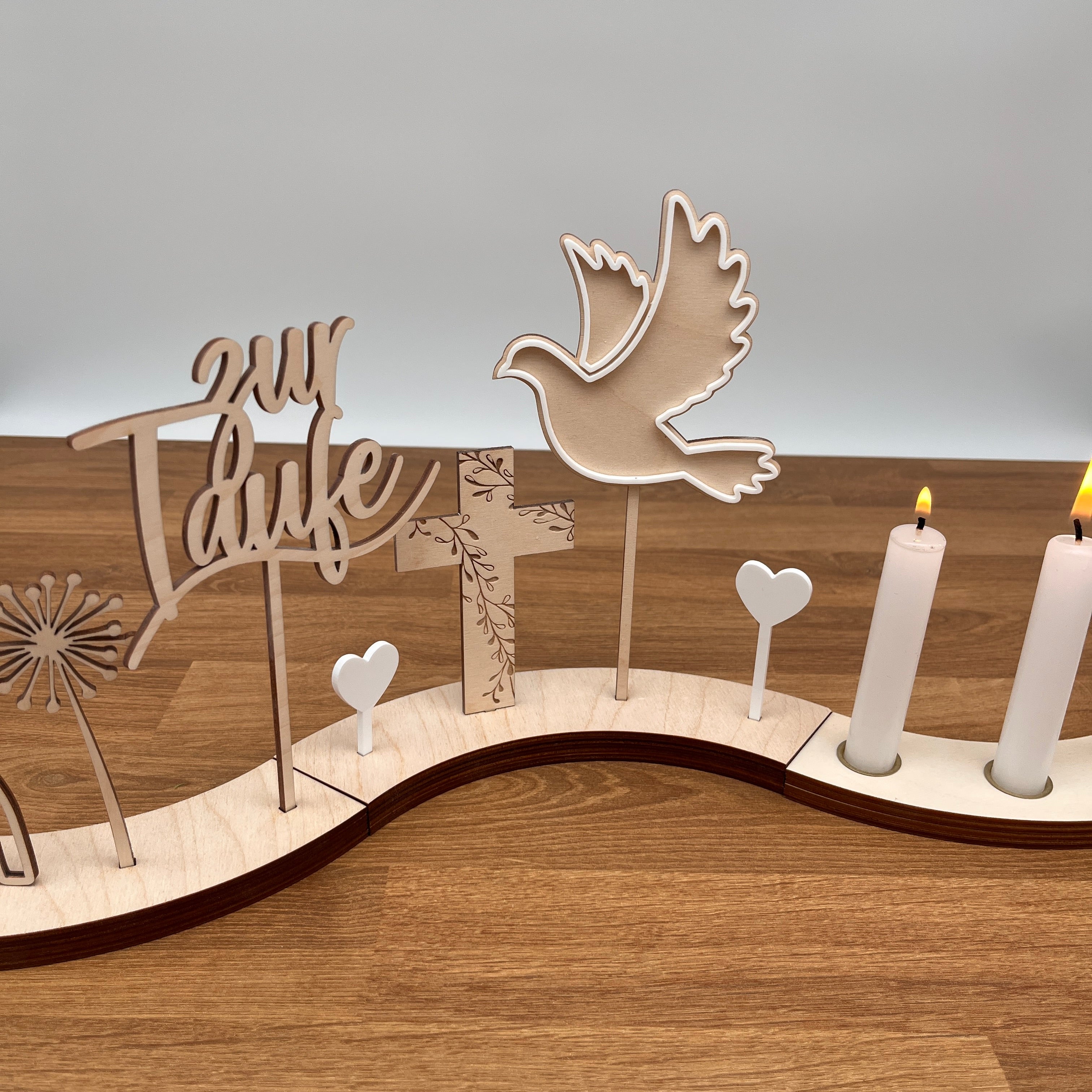 Motivstecker Taube mit Acryl Umriss in weiß