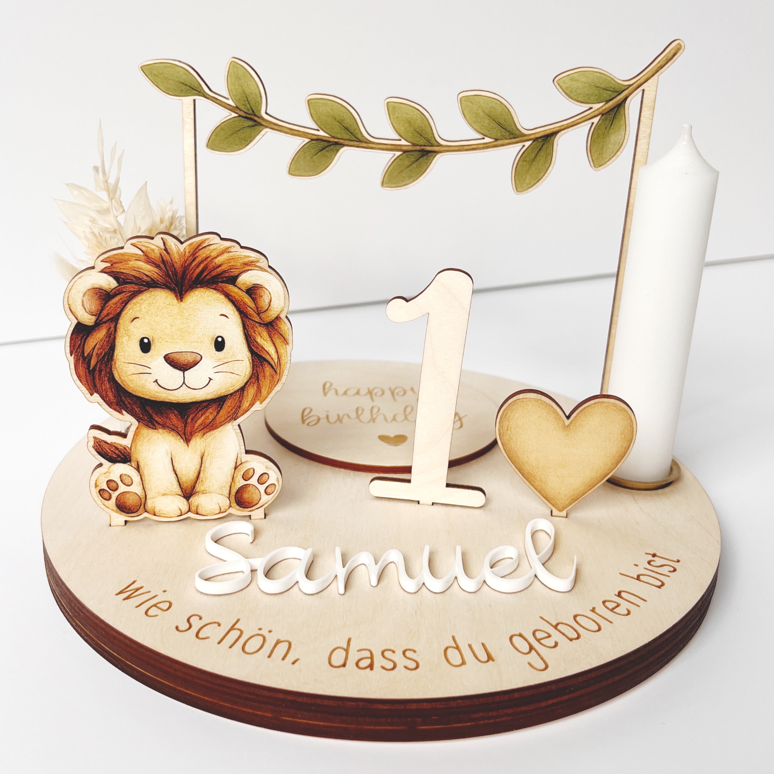 Personalisierter Geburtstagsteller mit Löwe (oder Giraffe, Tiger, Affe, Zebra, Elefant)