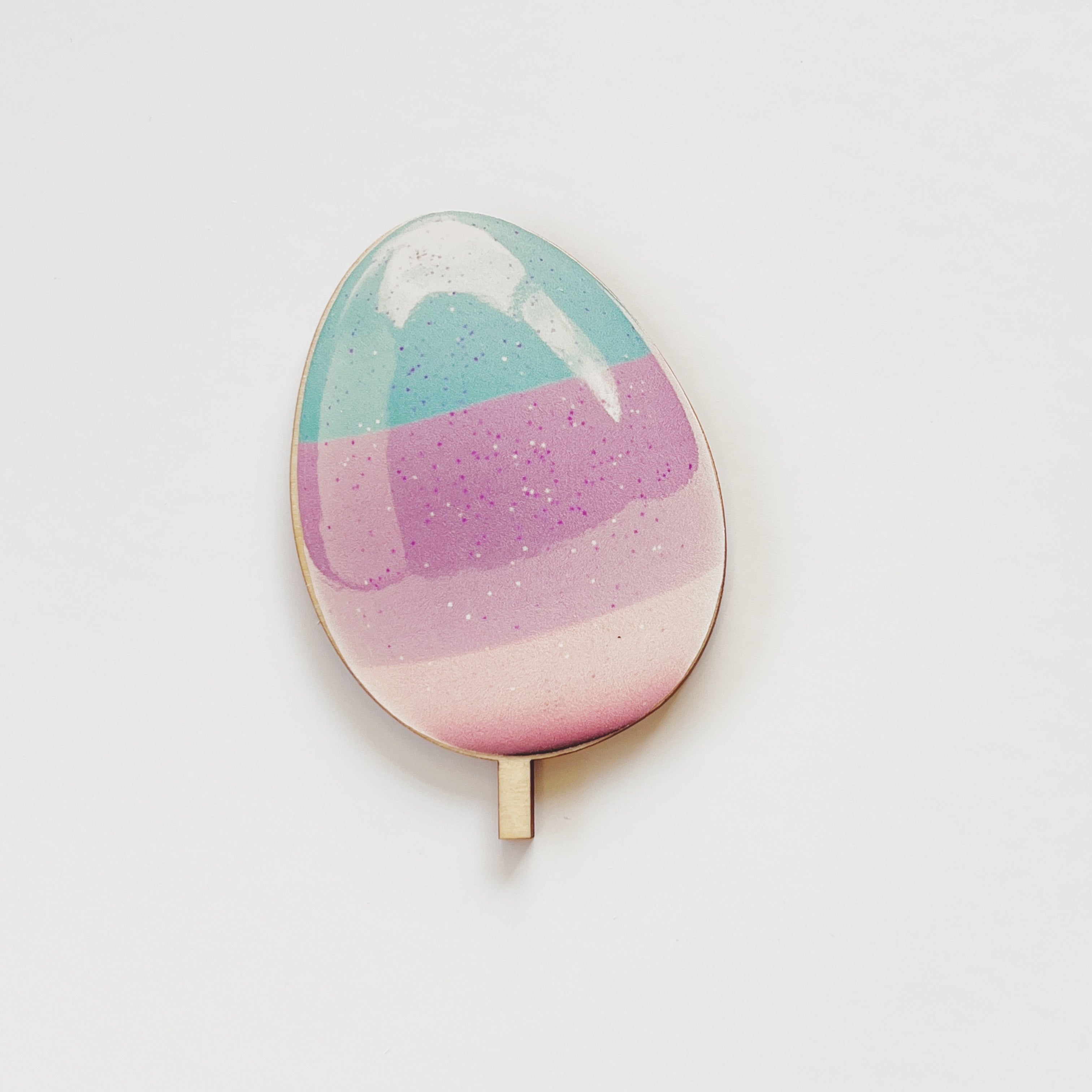 Motivstecker Ei mint, lila rosa gestreift