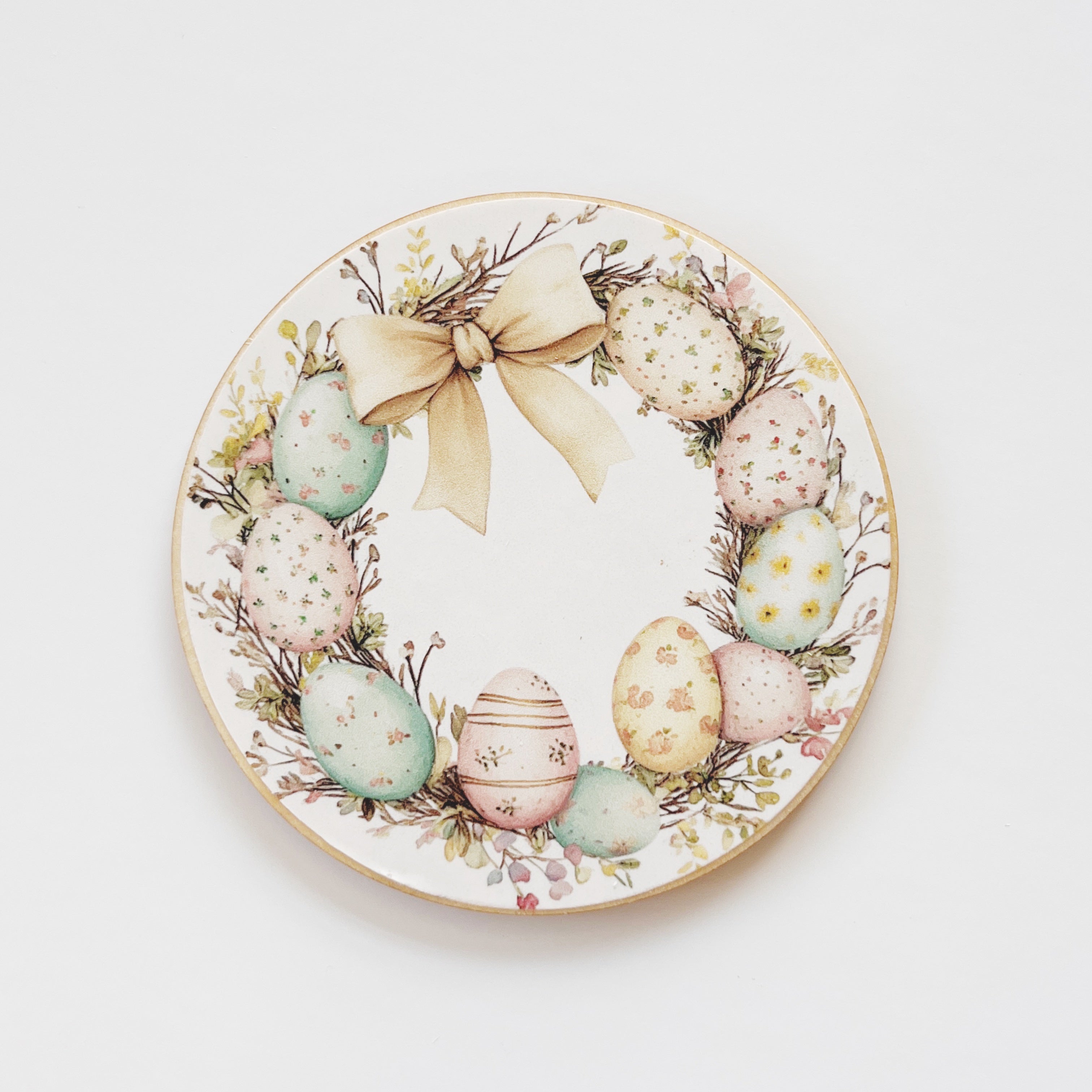 Schildchen mit Osterkranz farbig