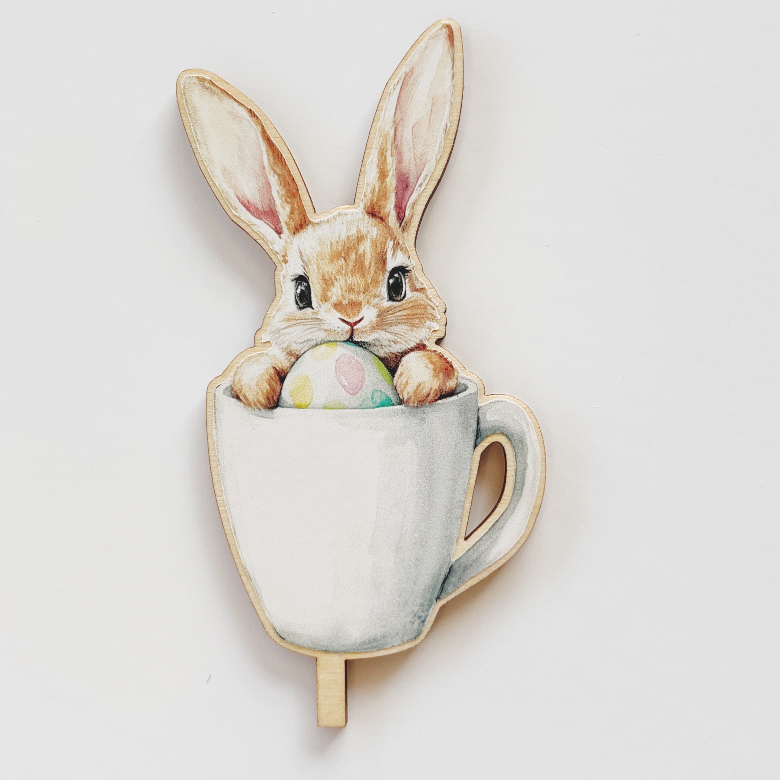 Motivstecker Hase in einer Tasse farbig