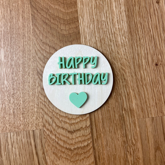 Happy Birthday Schildchen in Acryl hellgrün