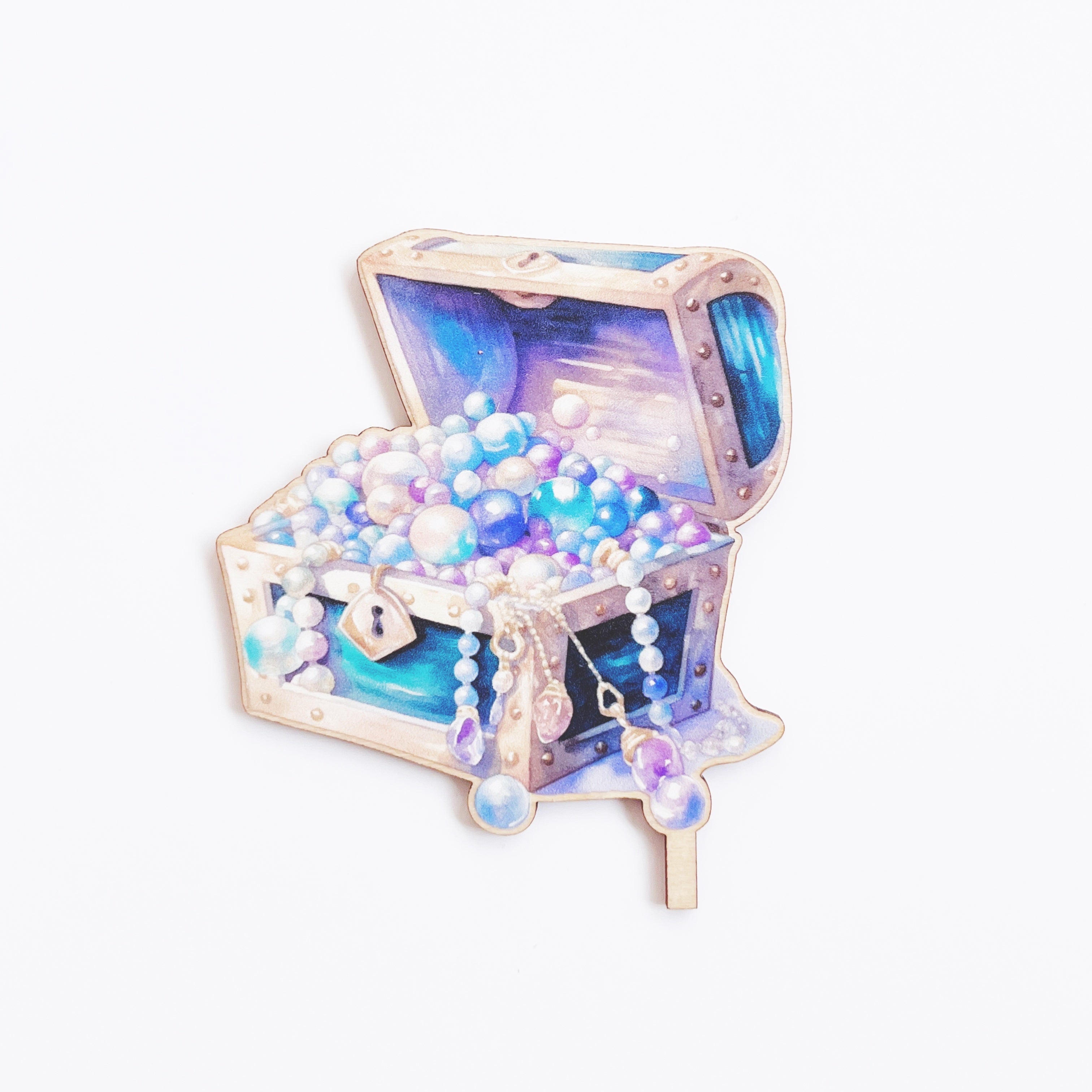 Meerjungfrau Motto Motivstecker Schatztruhe farbig