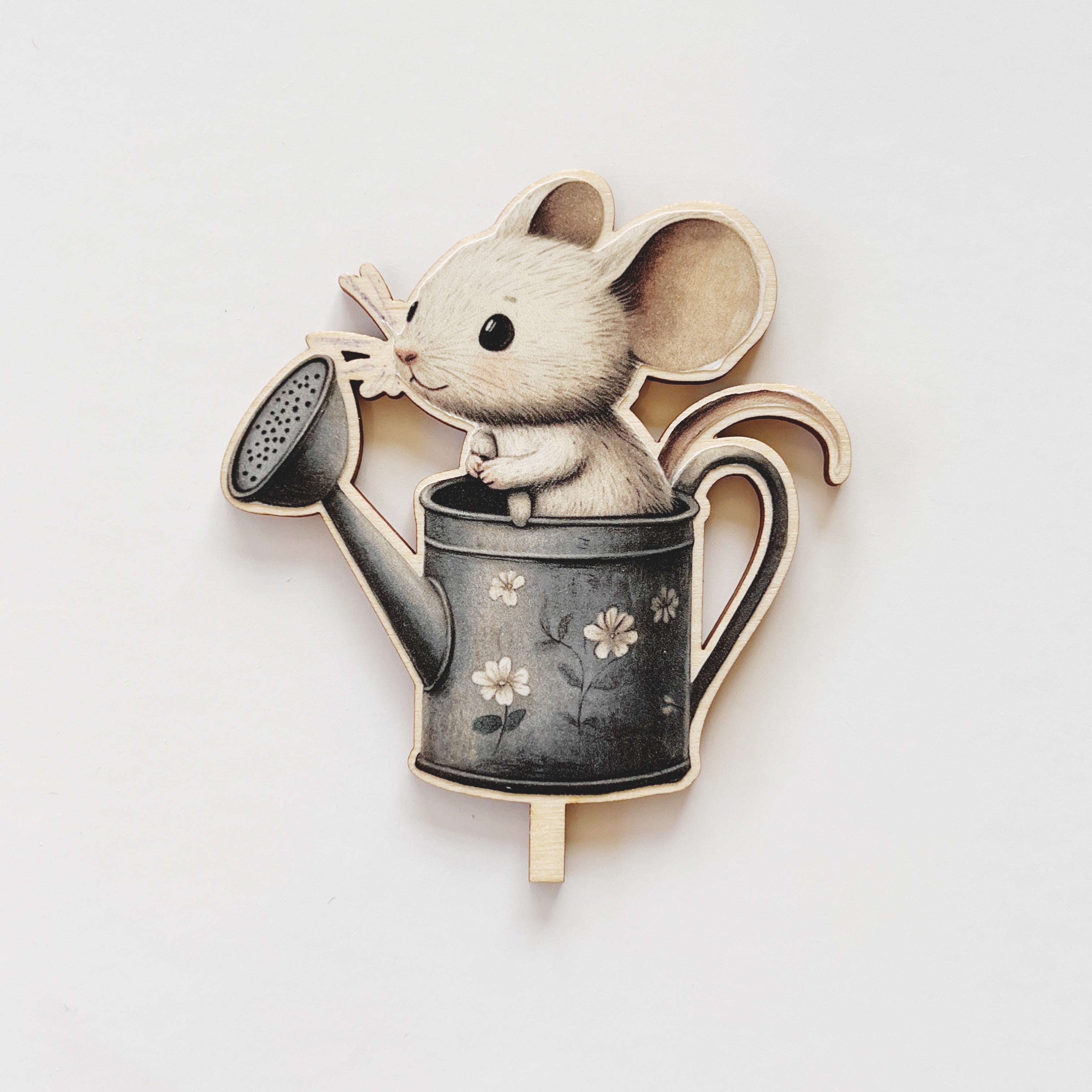 Motivstecker Maus in Gießkanne farbig
