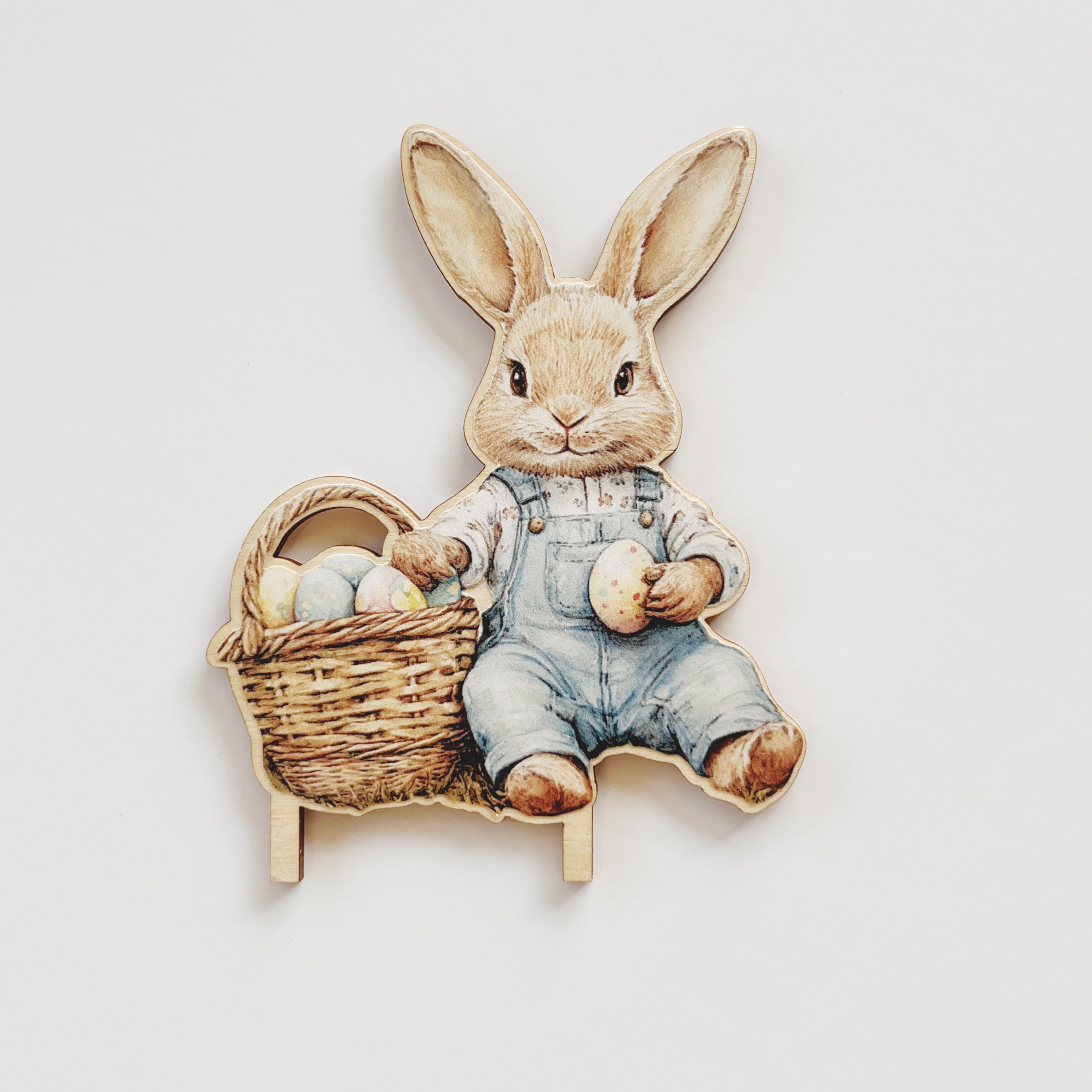 Motivstecker Hase mit Korb voll mit Ostereiern