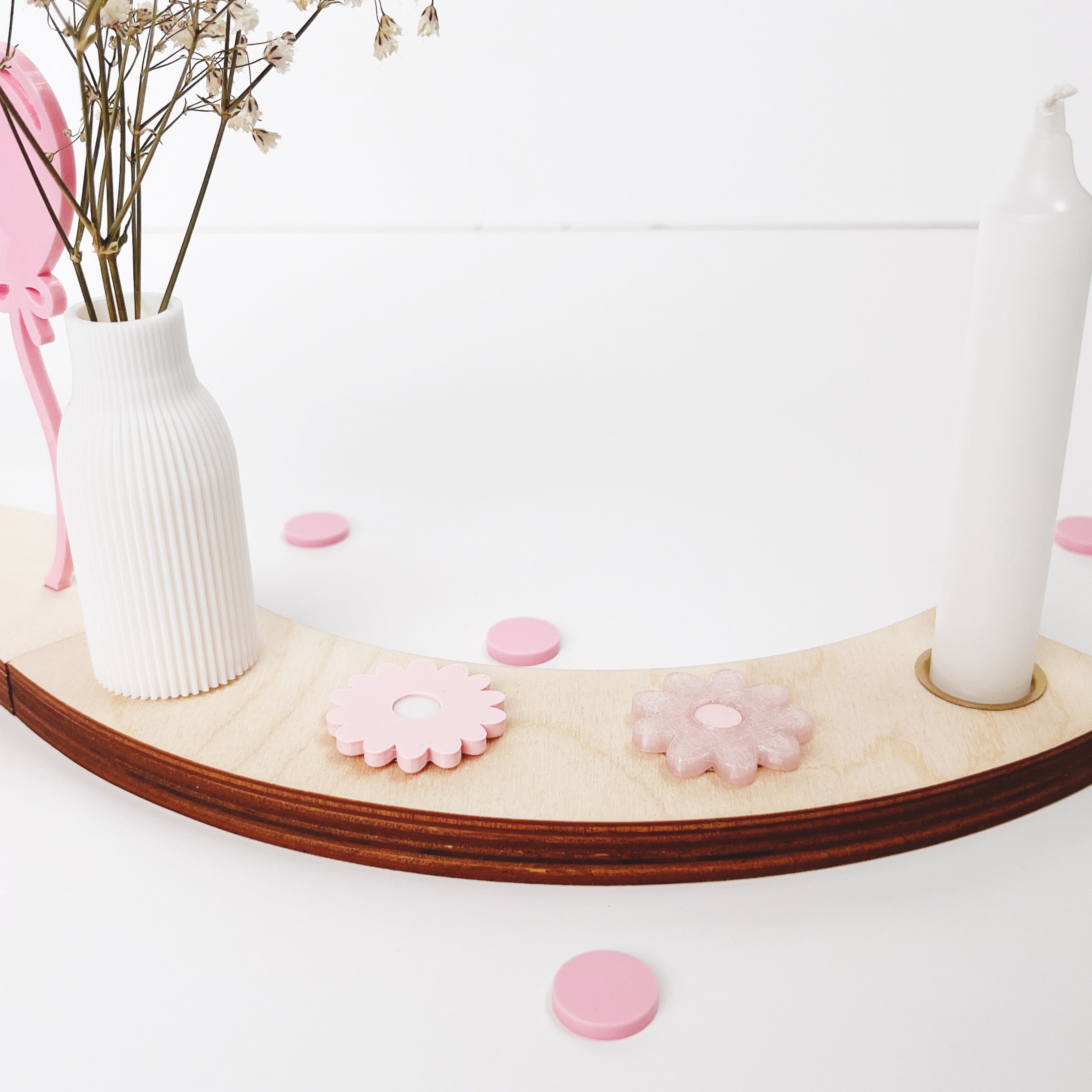 Modulstecker 14-blättrige Blumen 3D gedruckt Weiß