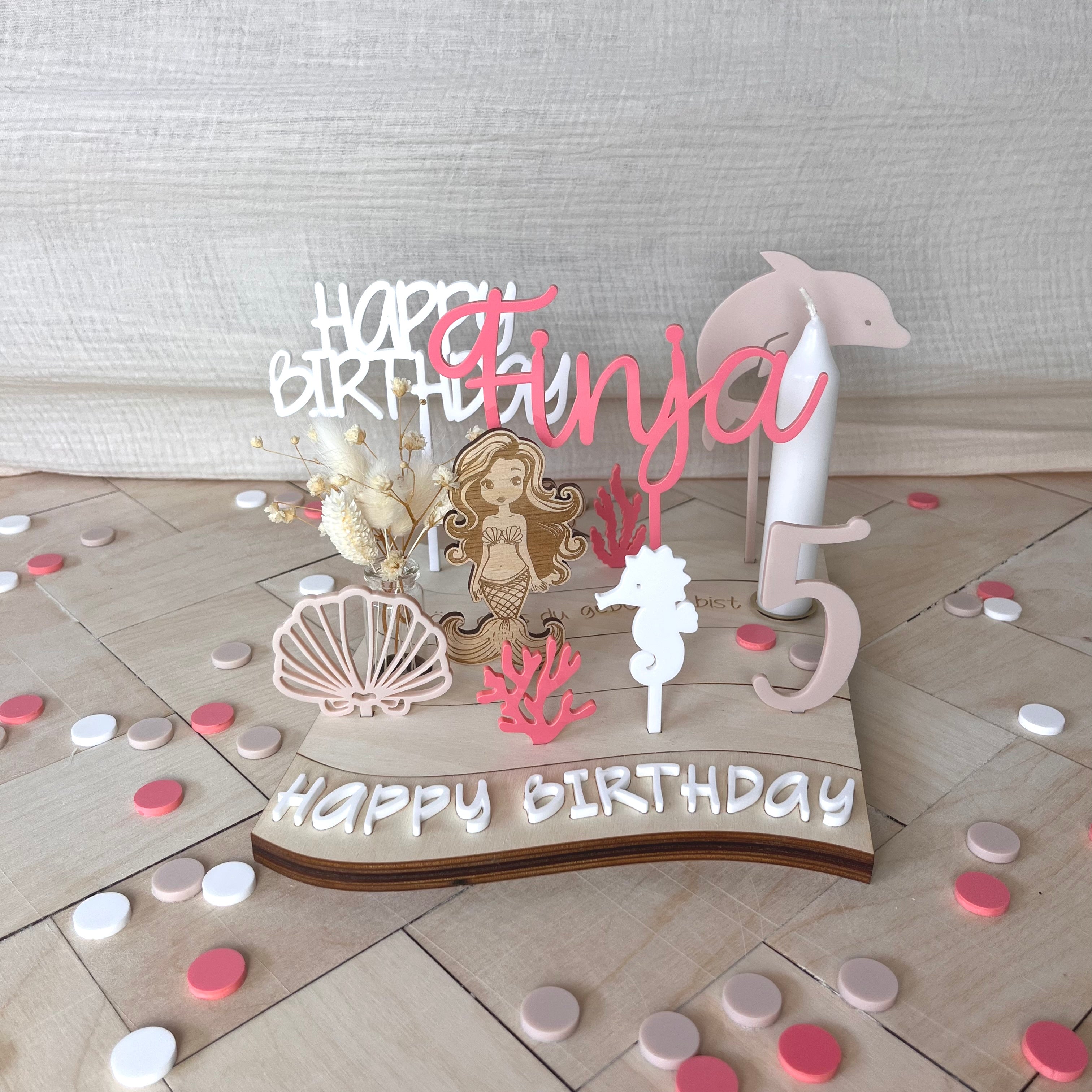 "Wavy" Geburtstagsteller Set "Meerjungfrau", Geburtstagsdekoration