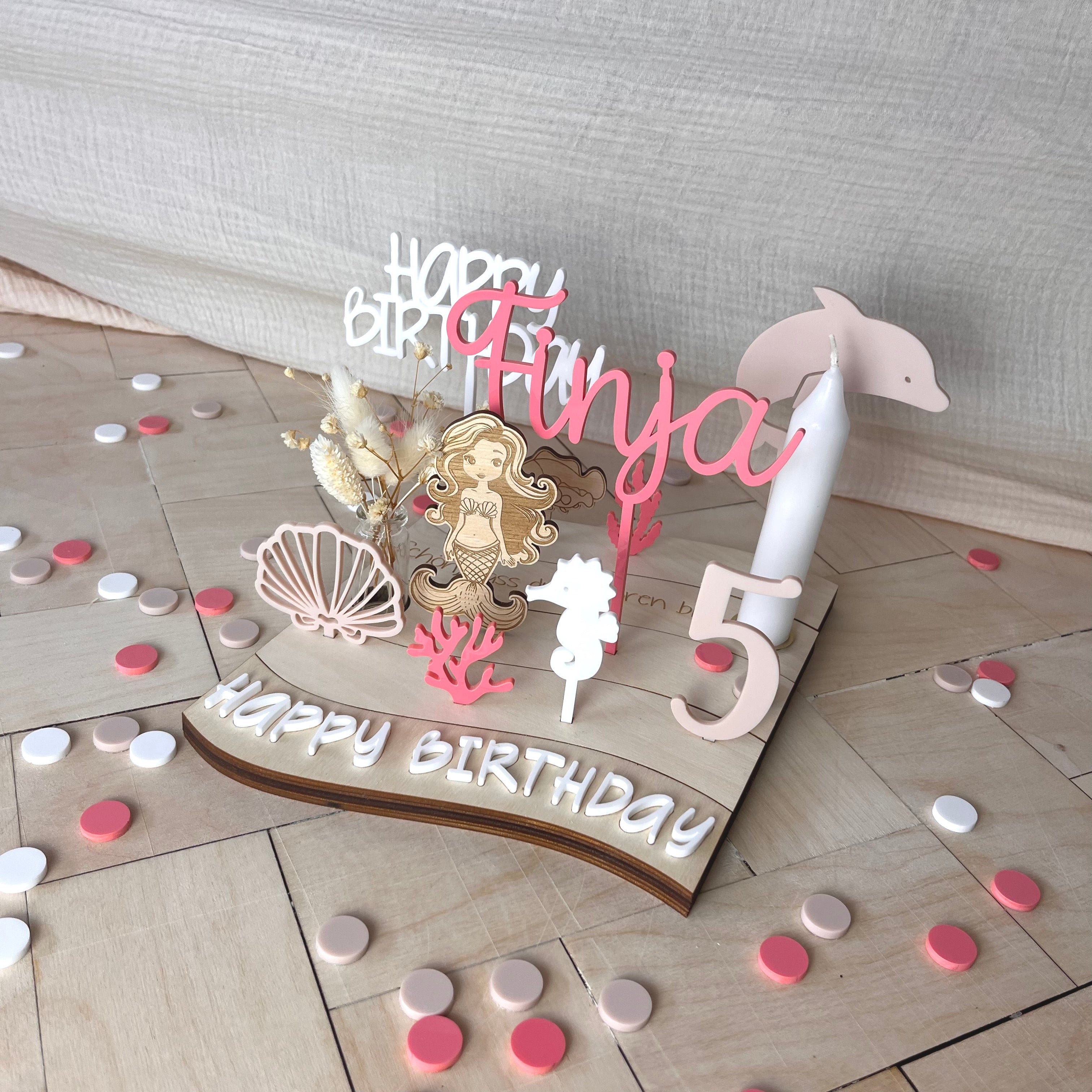 "Wavy" Geburtstagsteller Set "Meerjungfrau", Geburtstagsdekoration