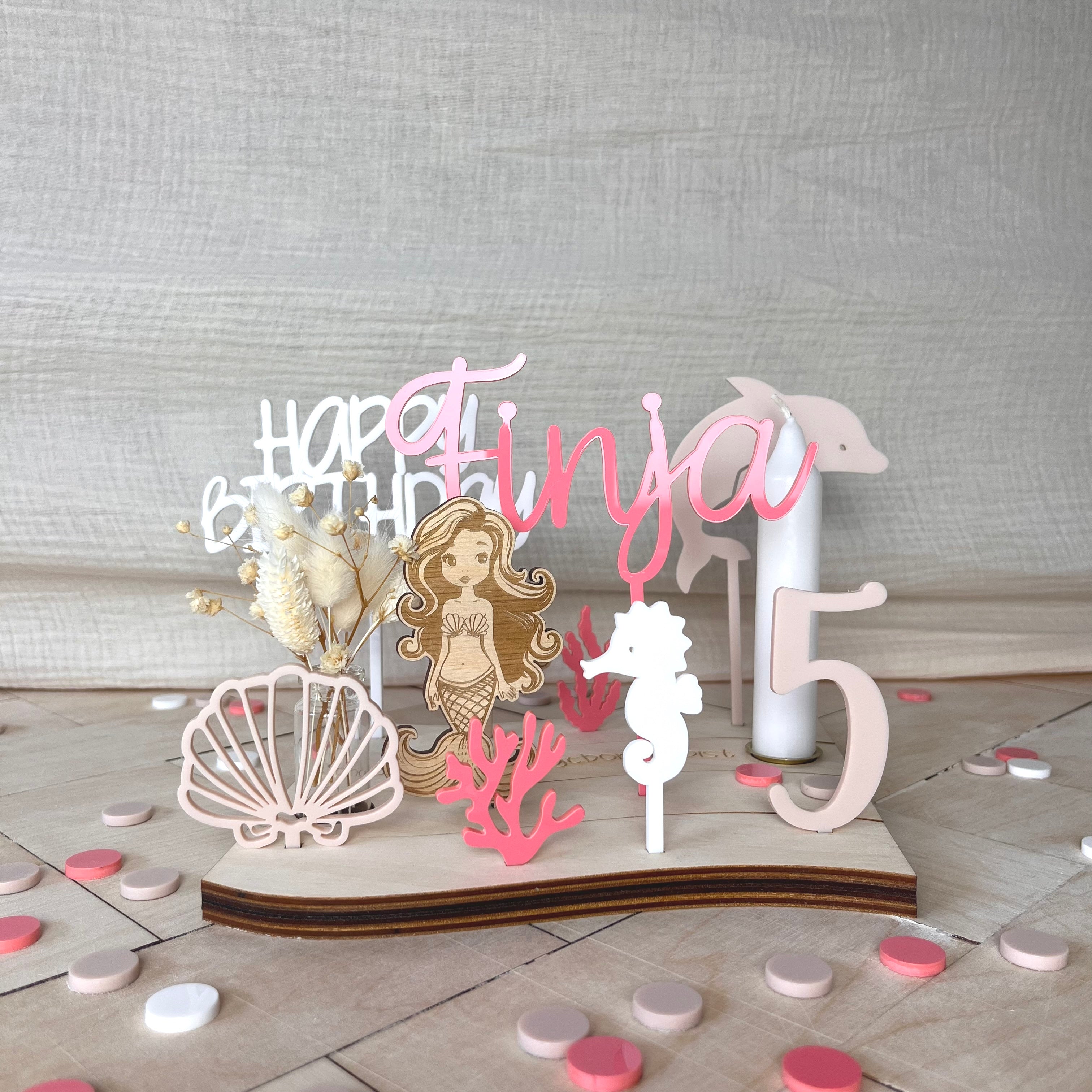 "Wavy" Geburtstagsteller Set "Meerjungfrau", Geburtstagsdekoration
