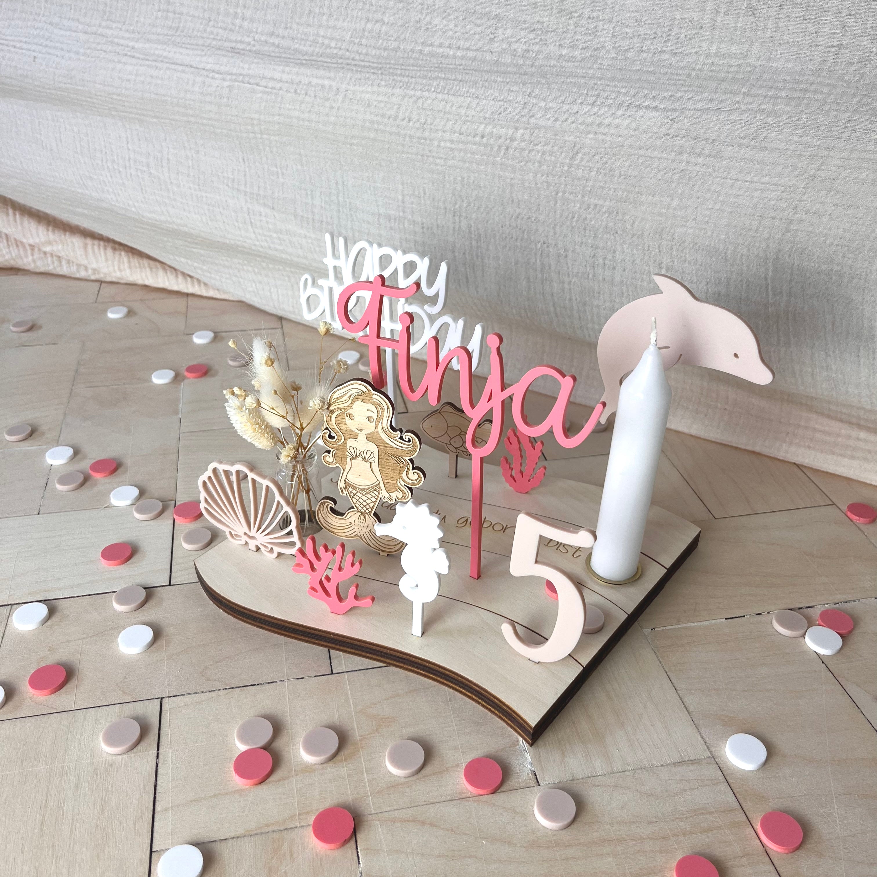 "Wavy" Geburtstagsteller Set "Meerjungfrau", Geburtstagsdekoration