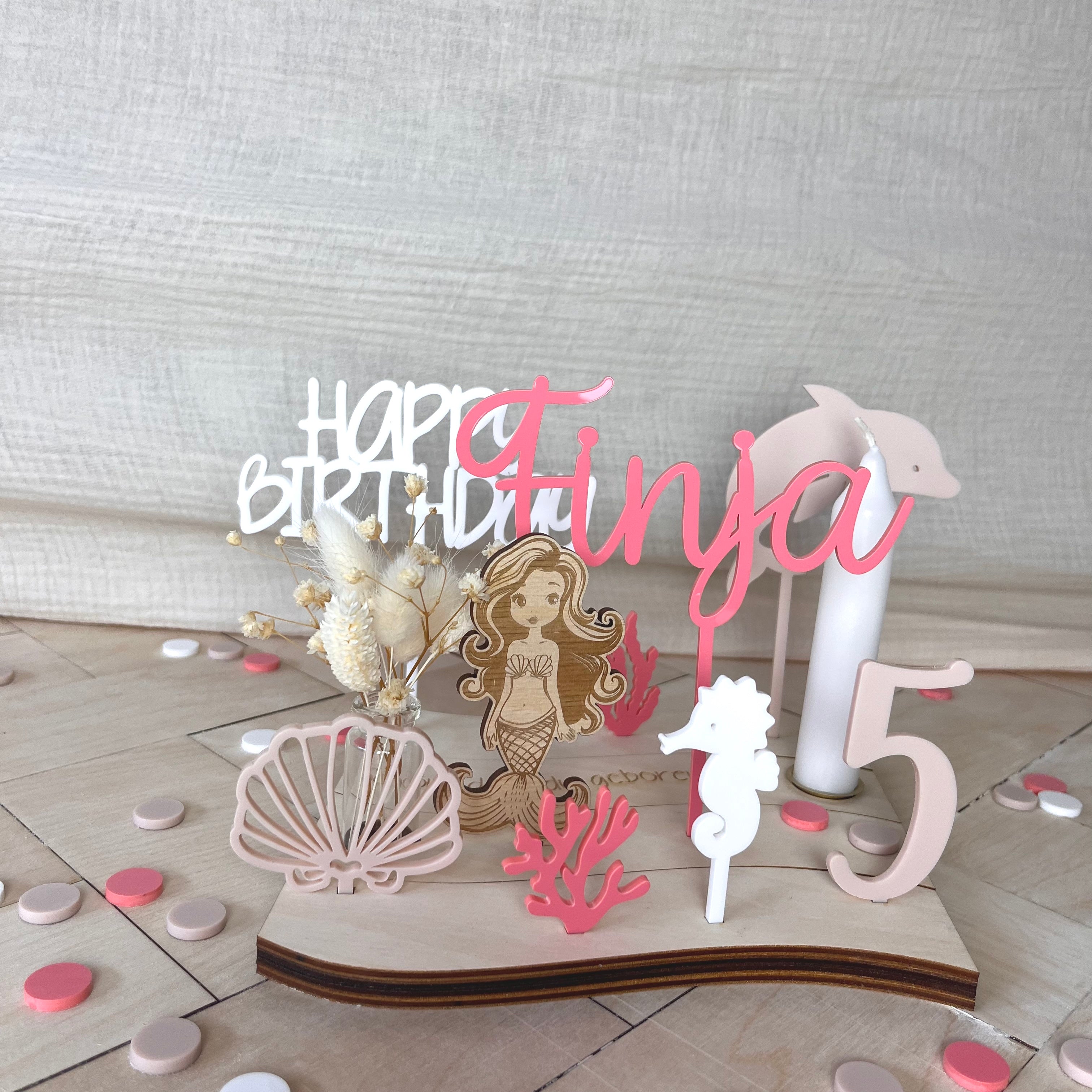 "Wavy" Geburtstagsteller Set "Meerjungfrau", Geburtstagsdekoration