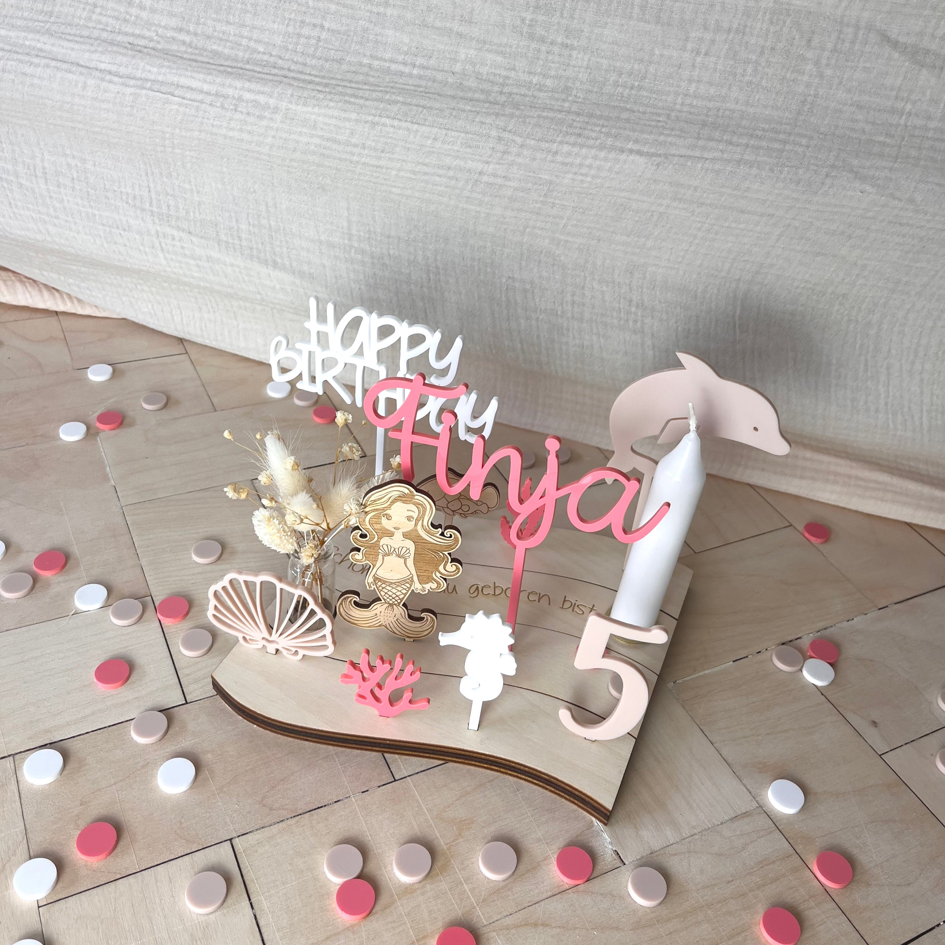 "Wavy" Geburtstagsteller Set "Meerjungfrau", Geburtstagsdekoration