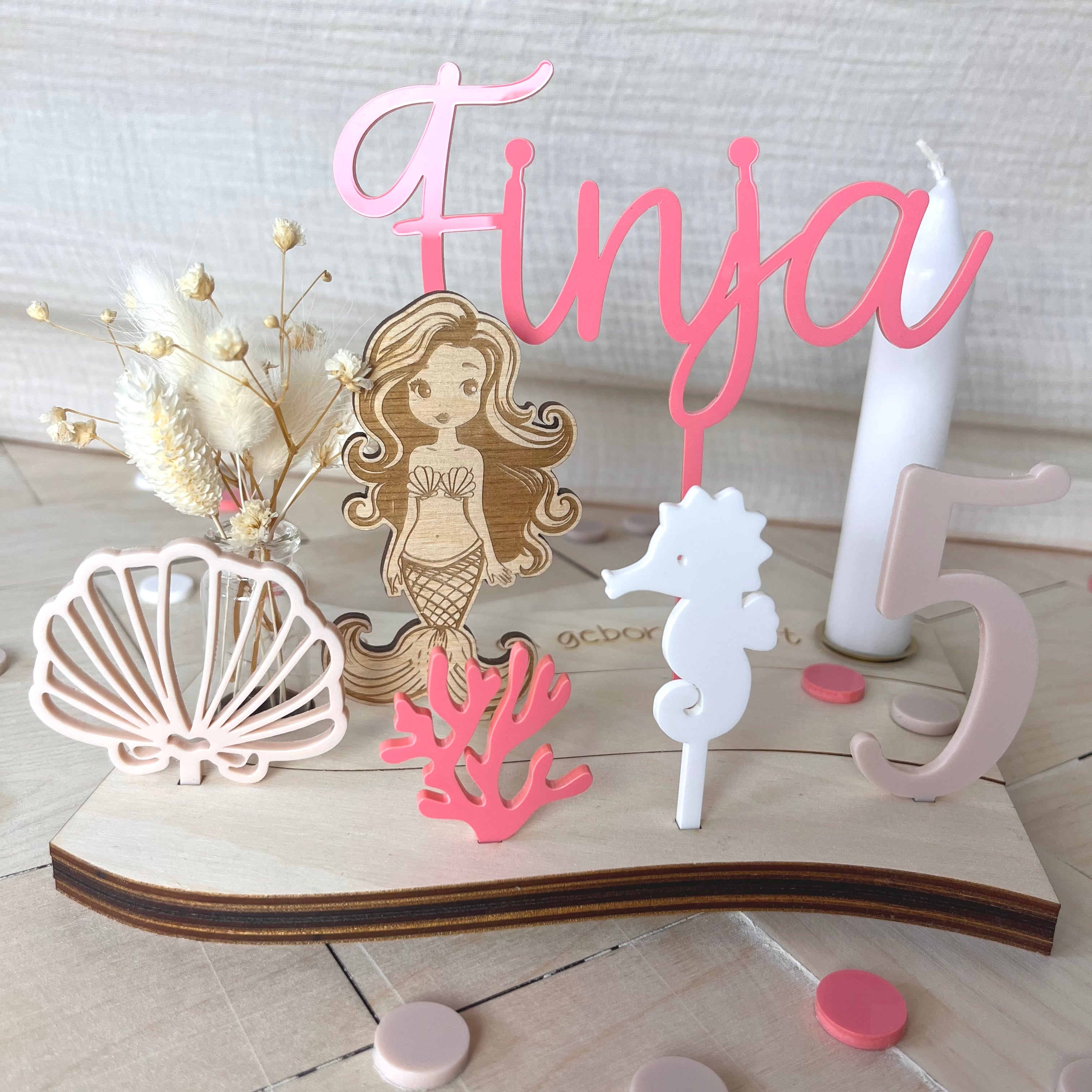 "Wavy" Geburtstagsteller Set "Meerjungfrau", Geburtstagsdekoration
