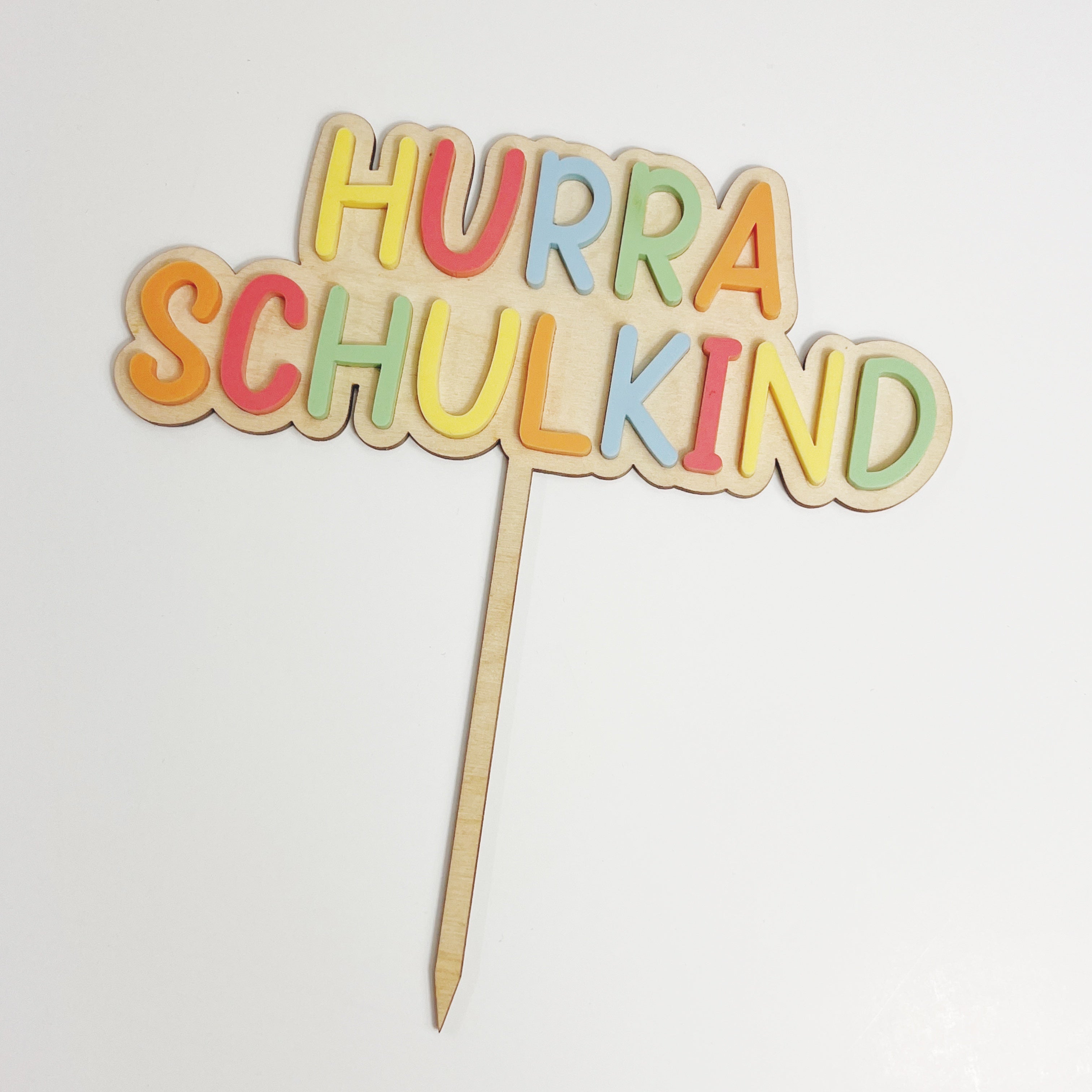 Caketopper HURRA SCHULKIND bunt
