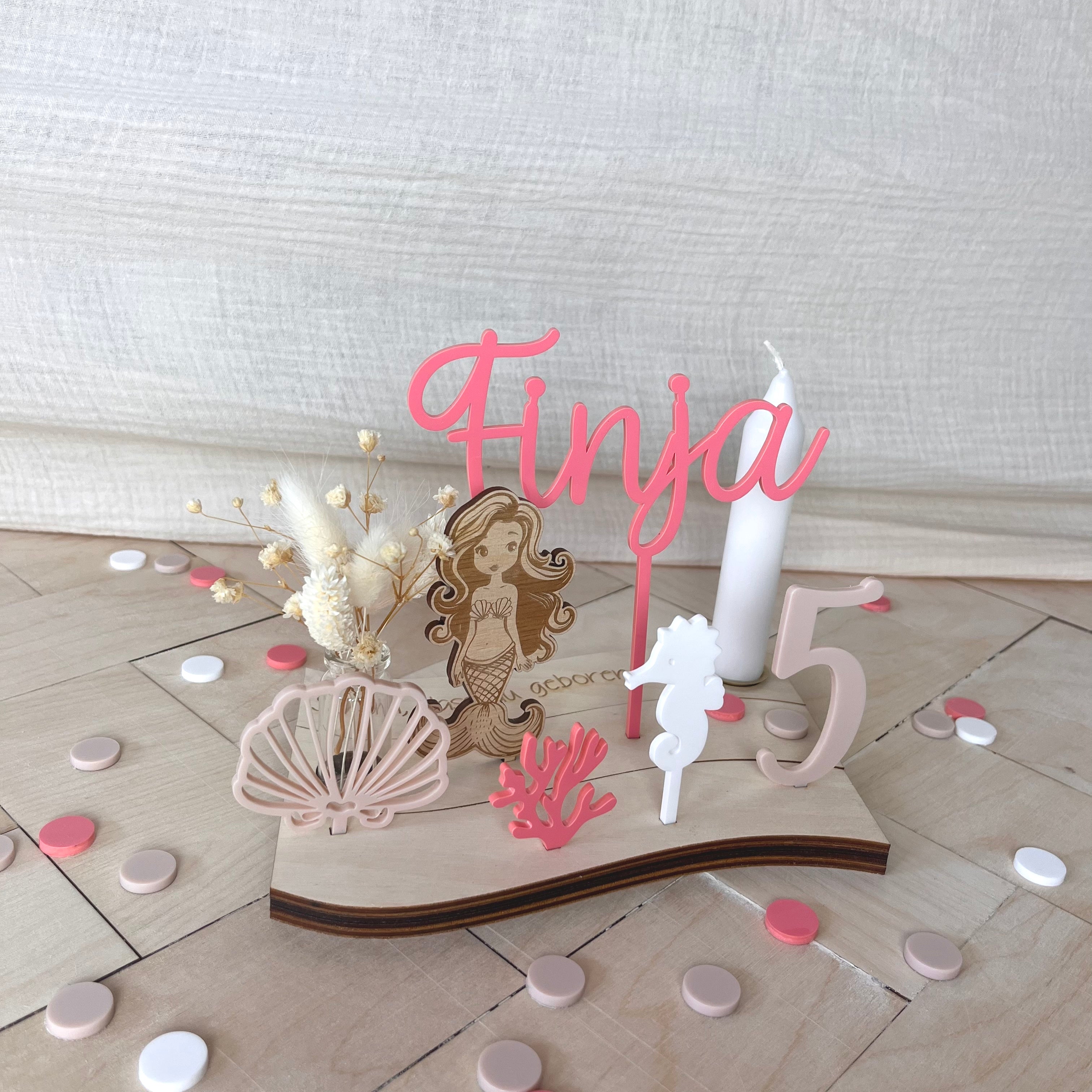 "Wavy" Geburtstagsteller Set "Meerjungfrau", Geburtstagsdekoration