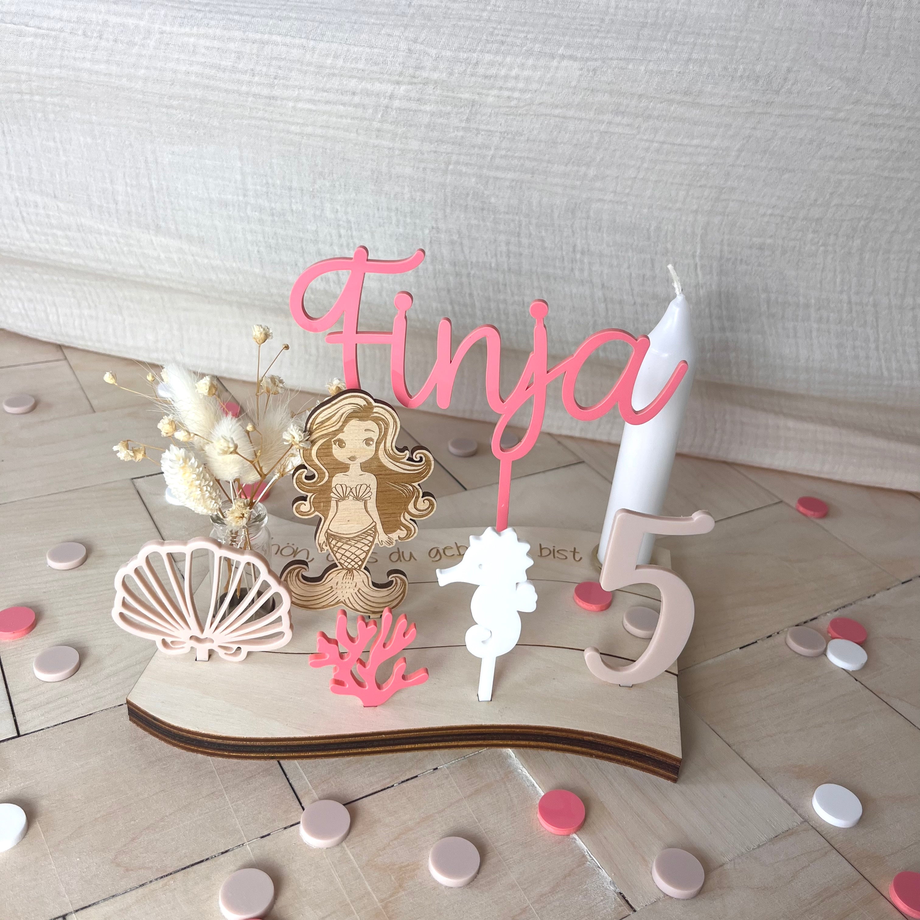 "Wavy" Geburtstagsteller Set "Meerjungfrau", Geburtstagsdekoration