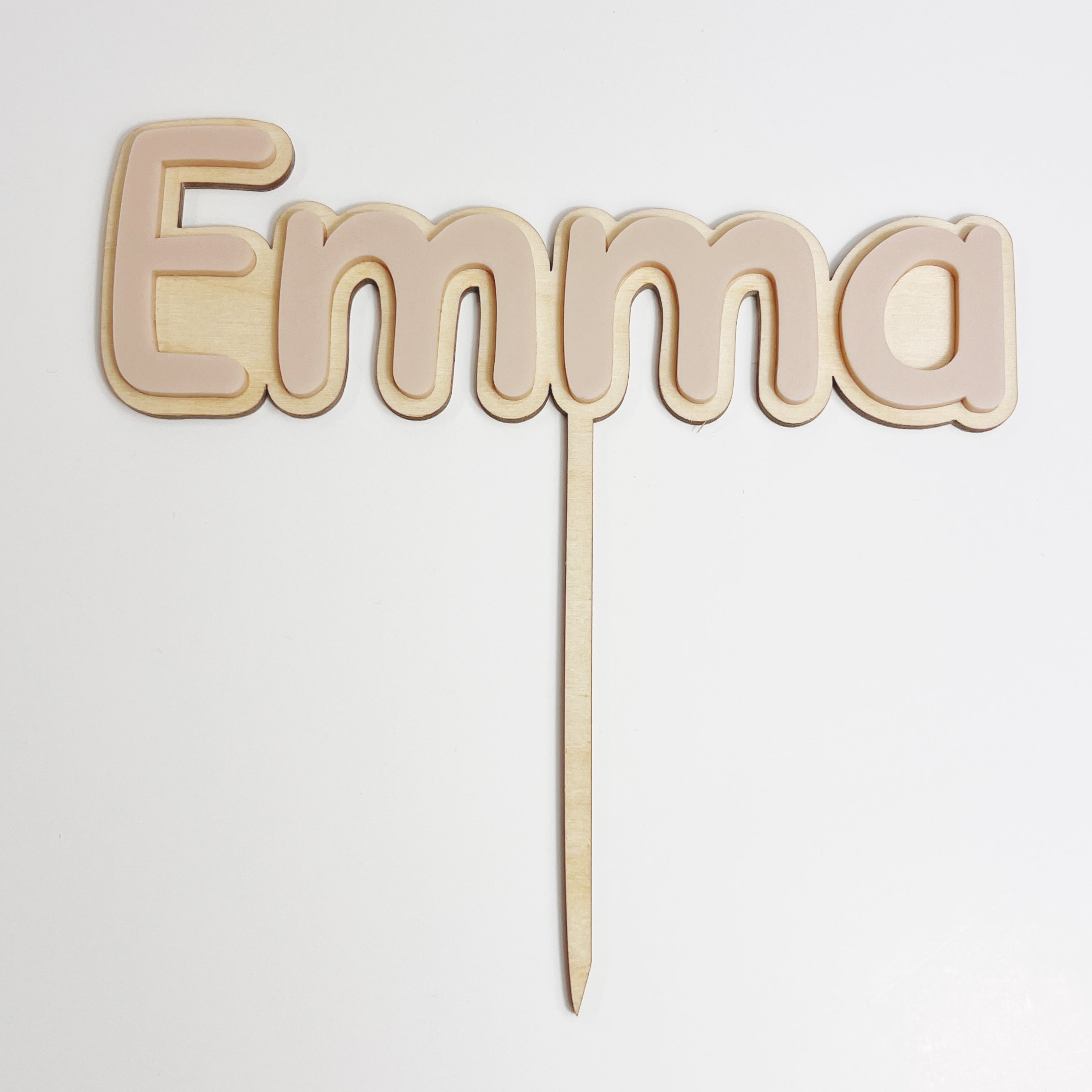 Caketopper "Emma" Acryl rosé auf Holz