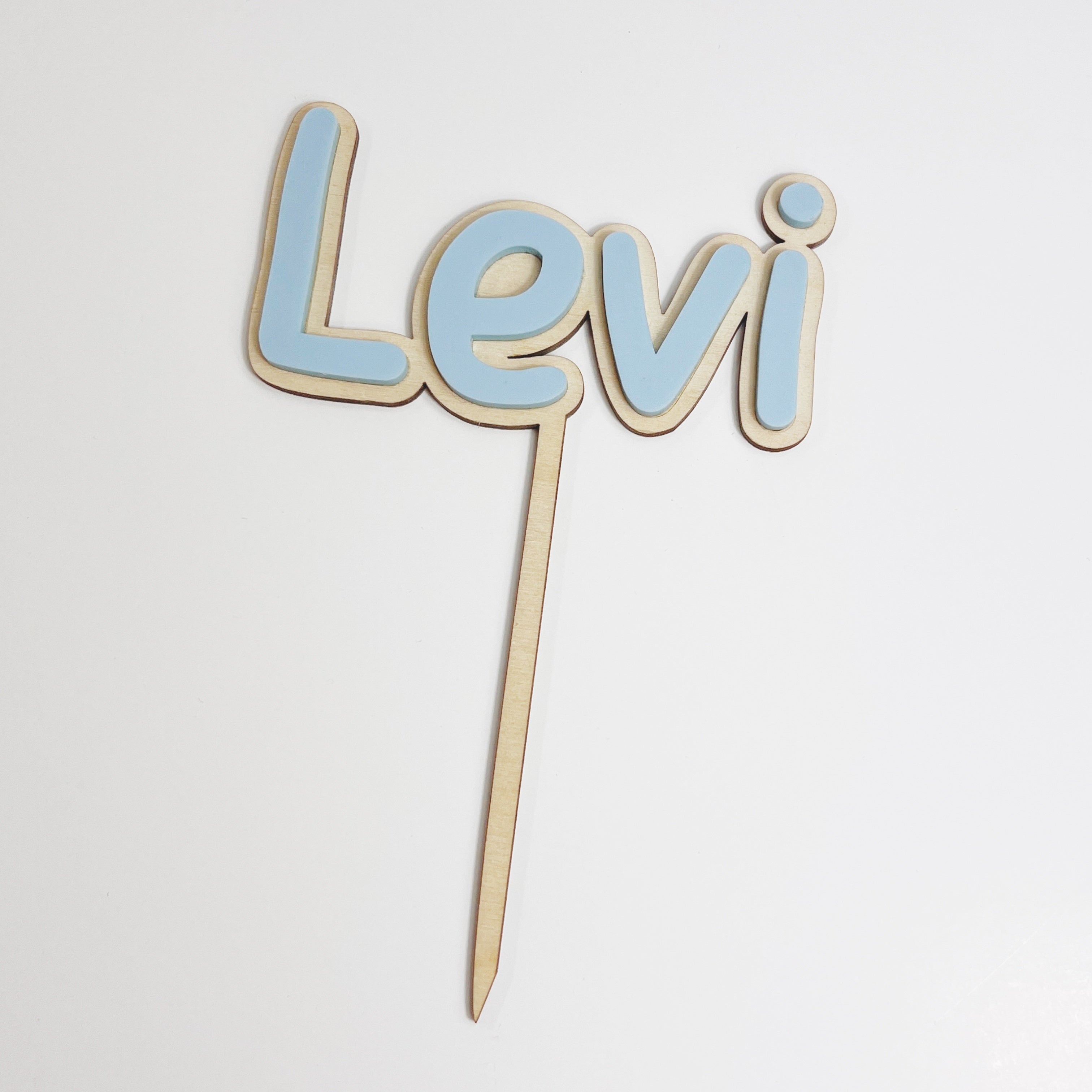 Caketopper "Levi" Acryl blau auf Holz