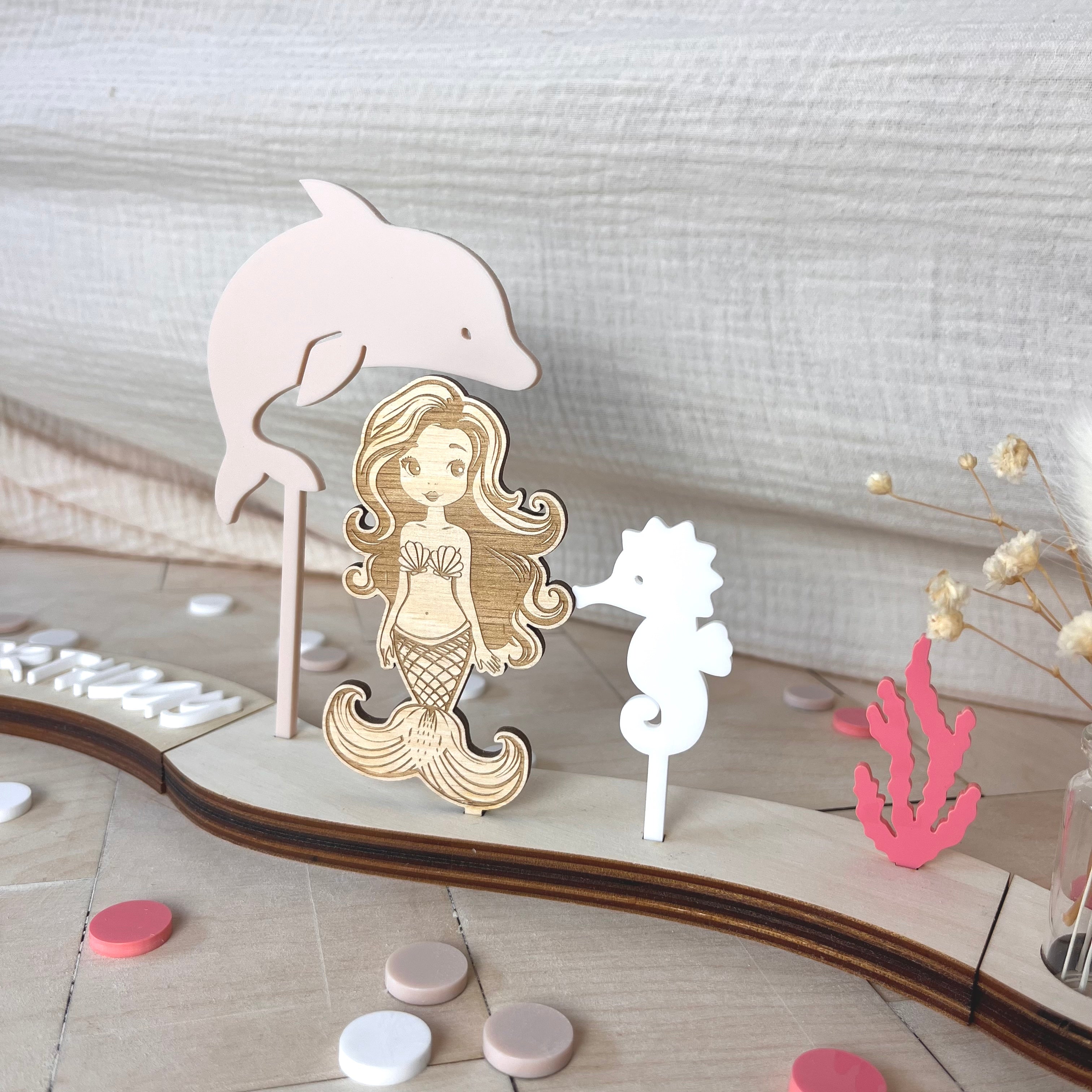 "Wavy" Geburtstagsteller Set "Meerjungfrau", Geburtstagsdekoration