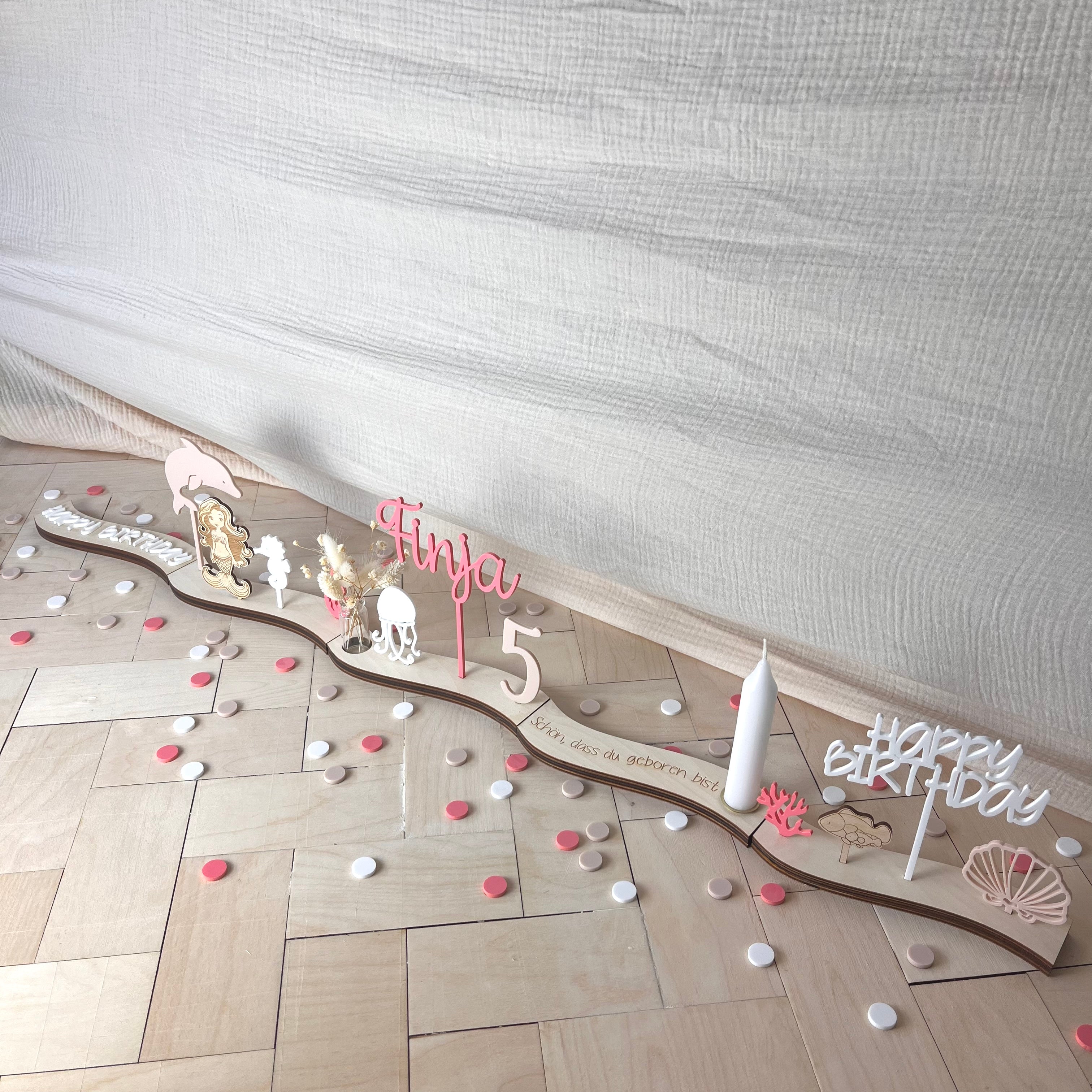 "Wavy" Geburtstagsteller Set "Meerjungfrau", Geburtstagsdekoration