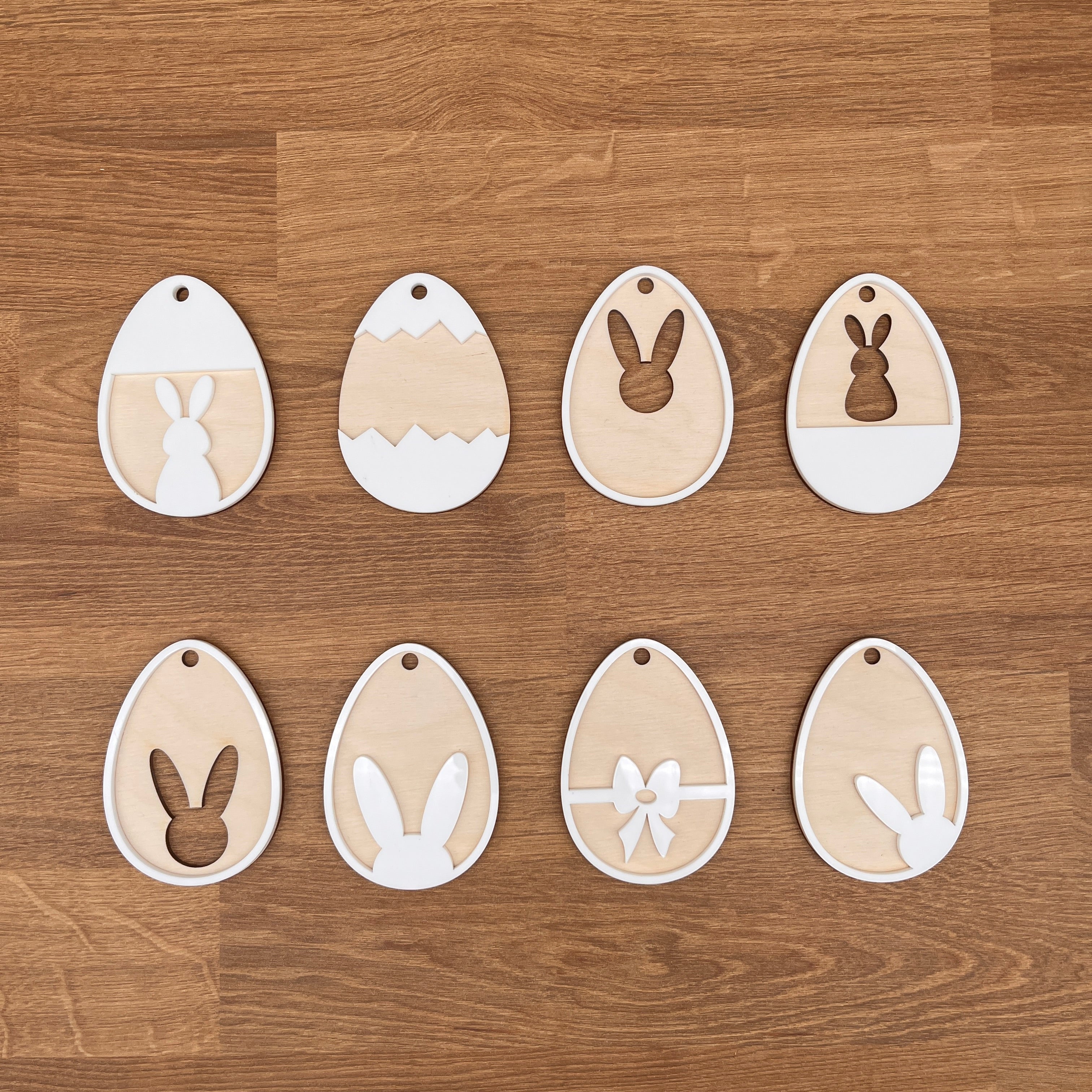 Oster-Anhänger Set 8 Eier aus Holz und Acryl