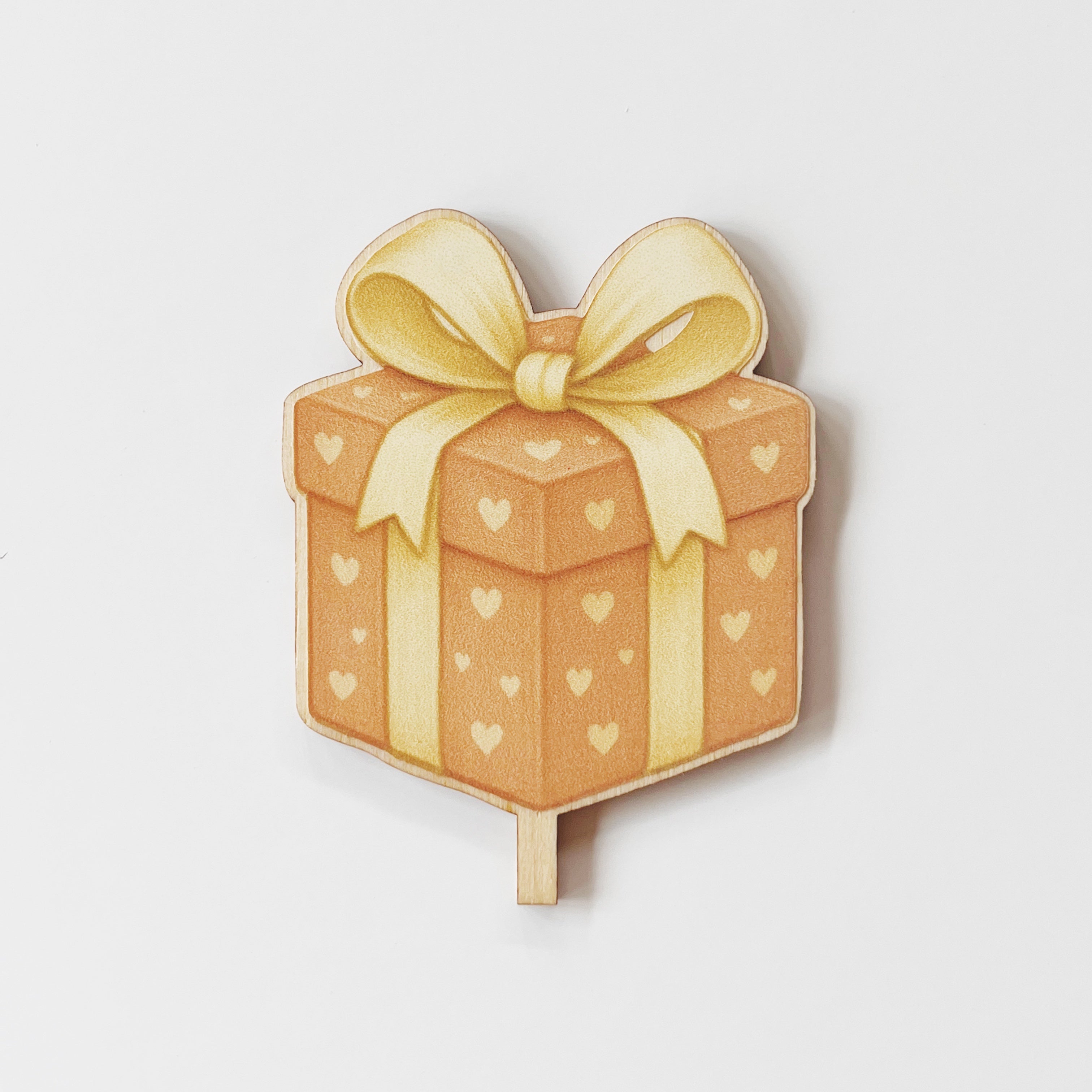 Motivstecker rosa Geschenk mit weißem Schleifenband